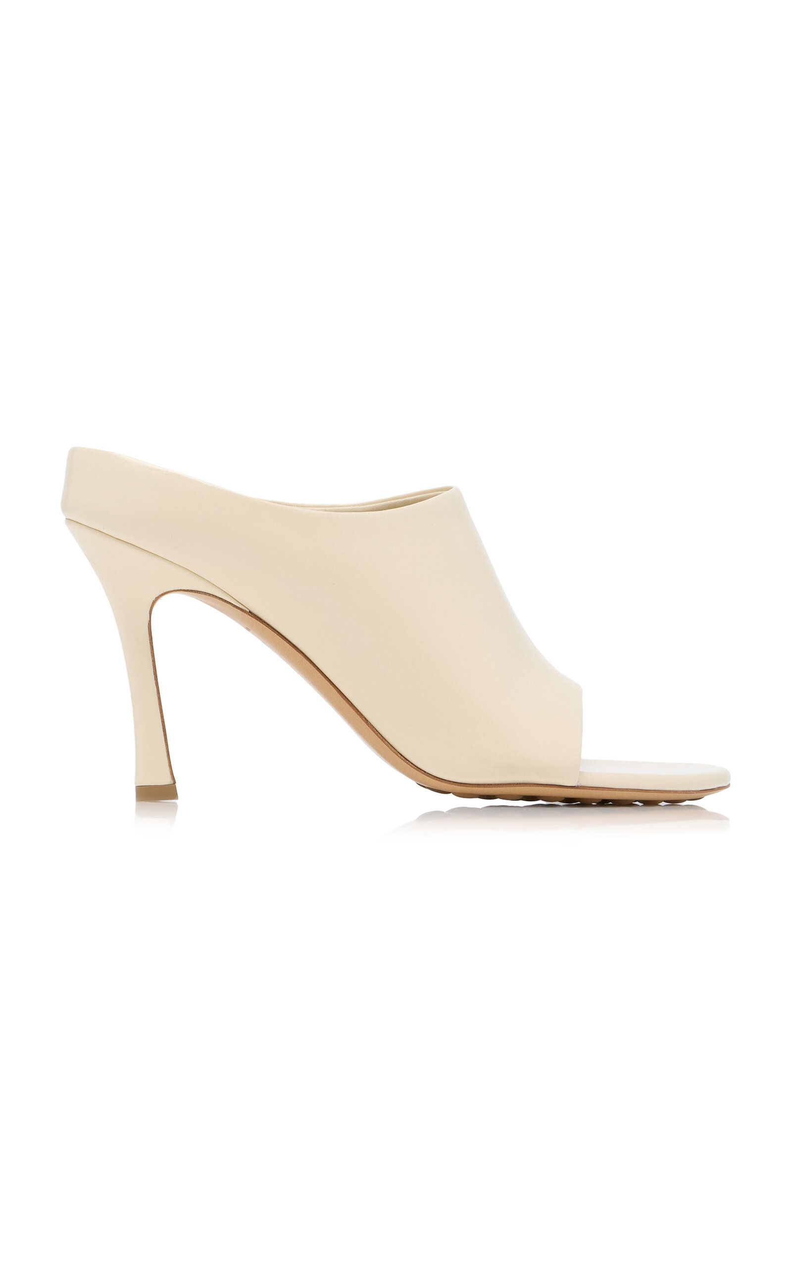 Bottega Veneta Cushion Lux Leather Mule Sandals In White