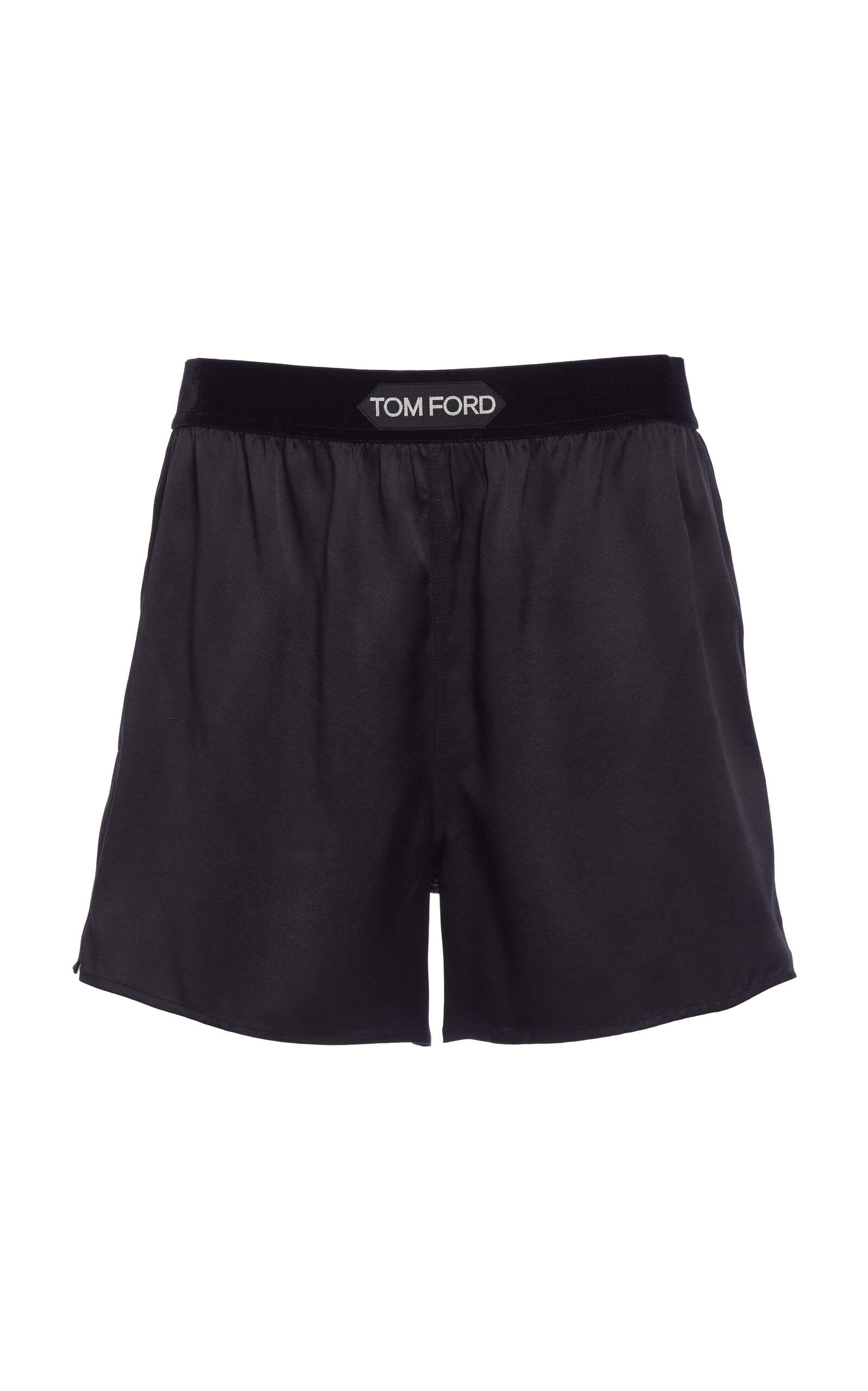 Tom Ford Hendrix Floral Stretch Silk Satin Pajama Shorts In Off White Black