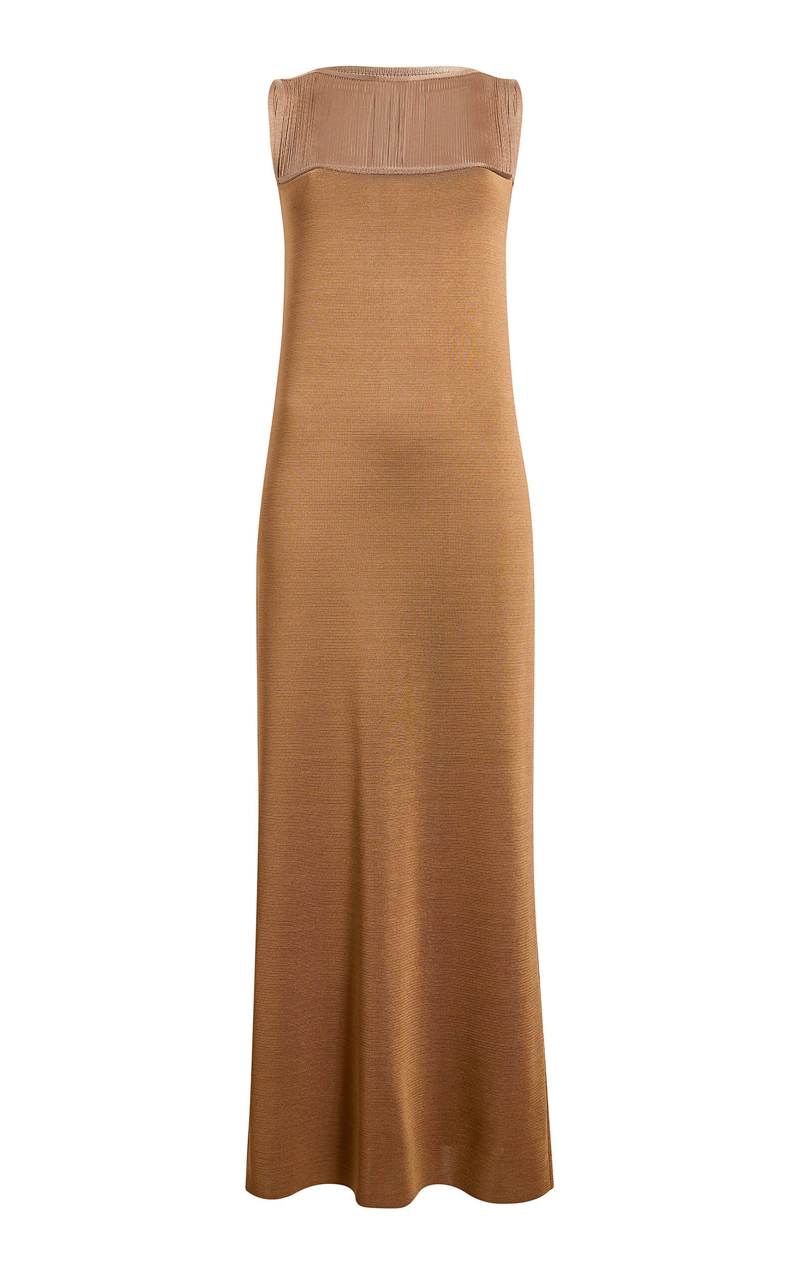 Khaite Ruslan Fringed Knitted Maxi Dress In Gold