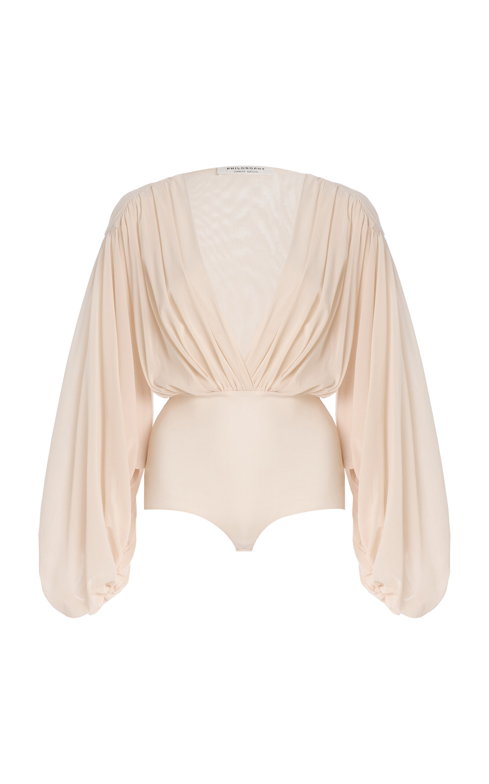 Gathered Stretch-Tulle Bodysuit