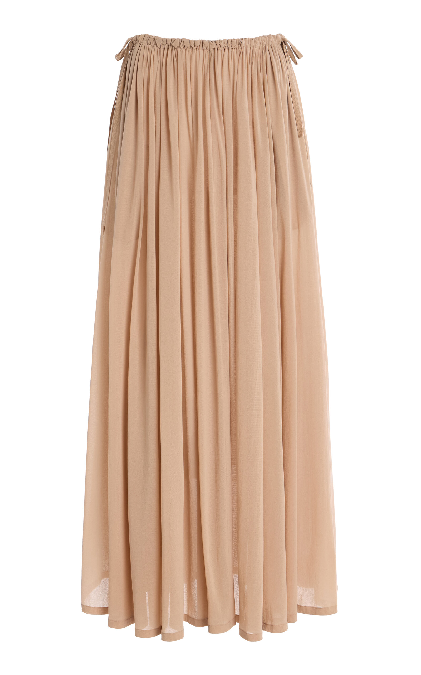 Shop Philosophy Di Lorenzo Serafini Gathered Stretch-tulle Maxi Skirt In Neutral