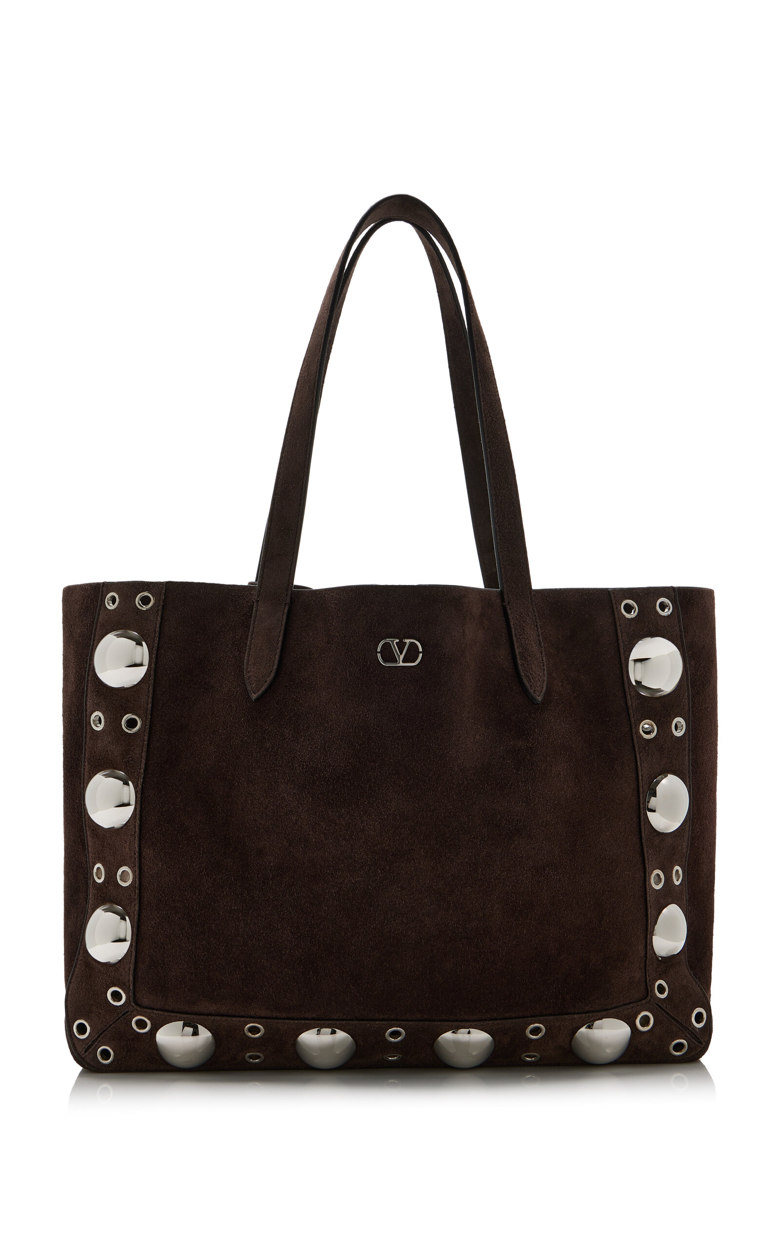 Valentino Garavani - Studded Suede Tote Bag - Brown - OS - Moda Operandi