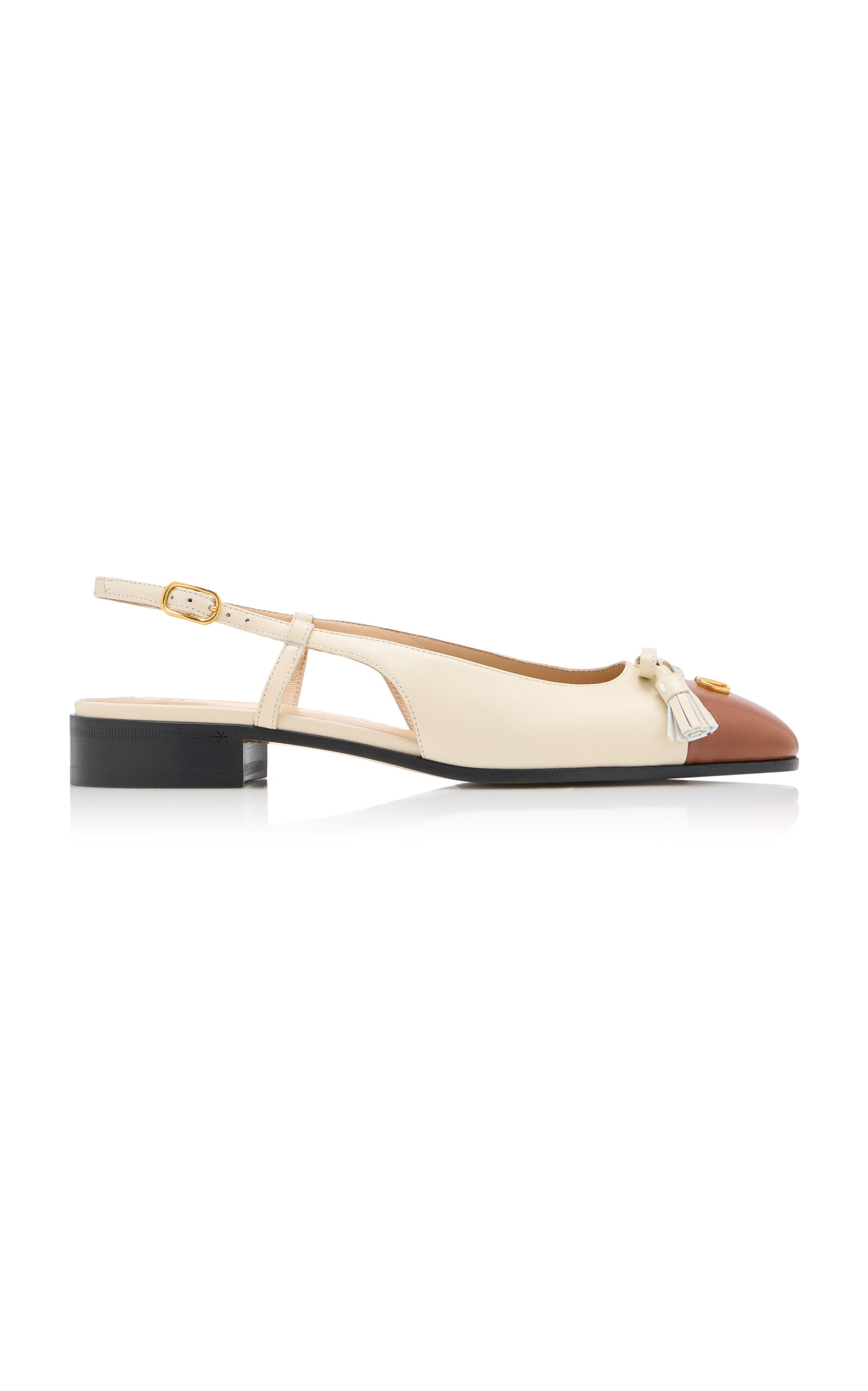 Valentino Garavani Two-Tone Leather Slingback Flats