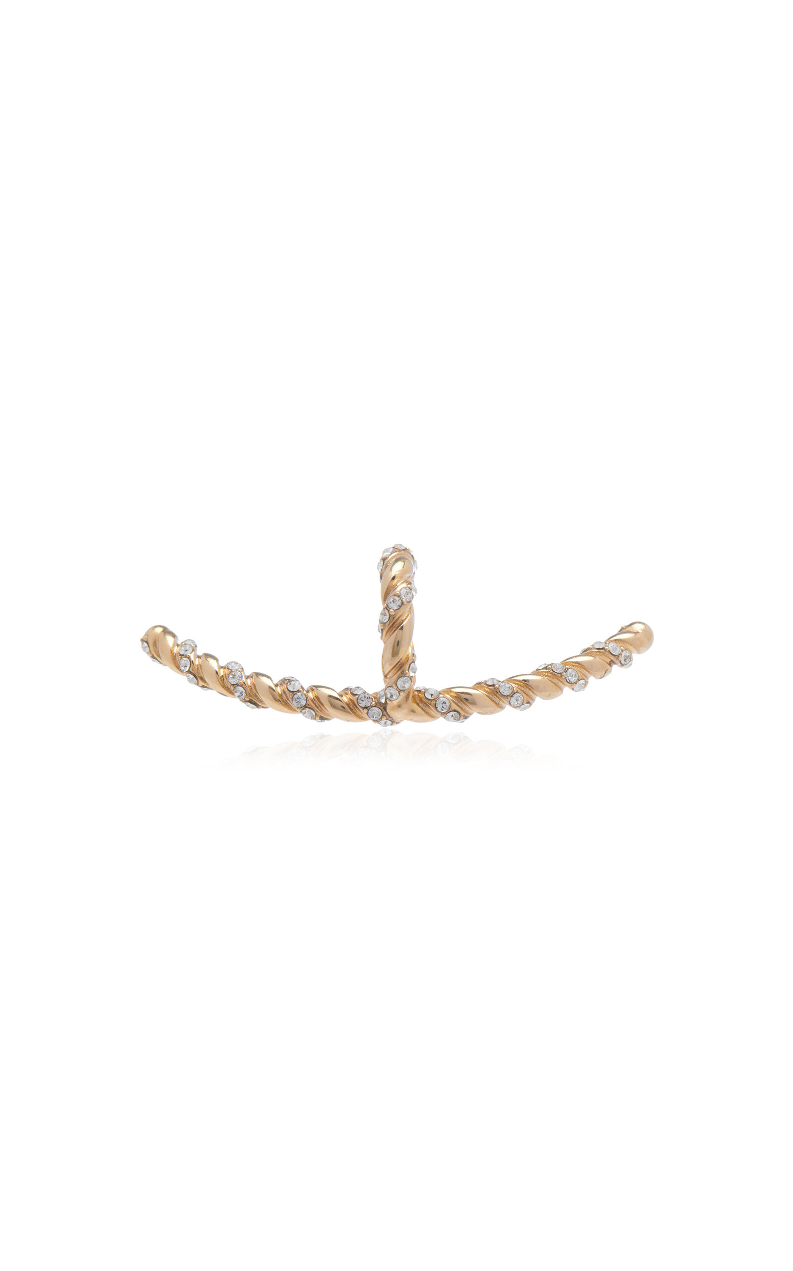 Valentino Crystal-embellished Faux Lip Piercing In Gold