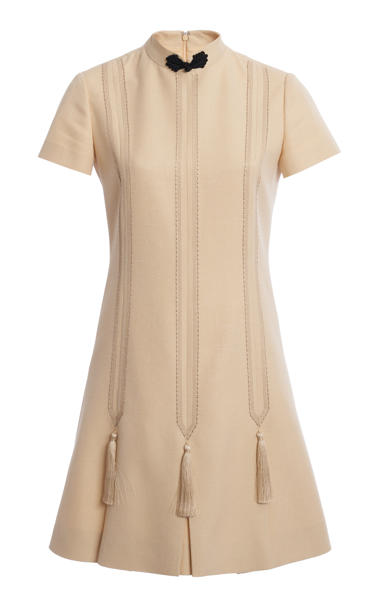 Valentino Tasselled Embroidered Mini Dress In Ivory