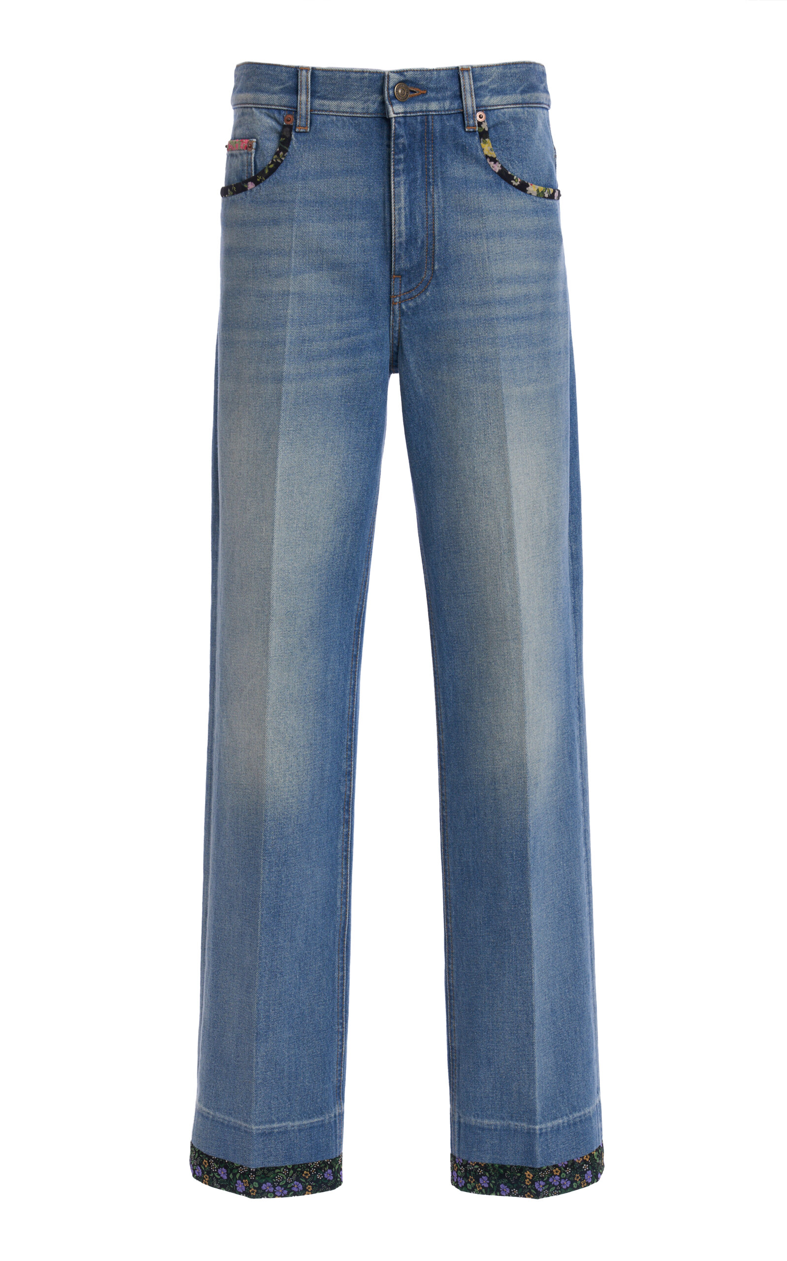 Patchwork Rigid High-Rise Straight-Leg Jeans