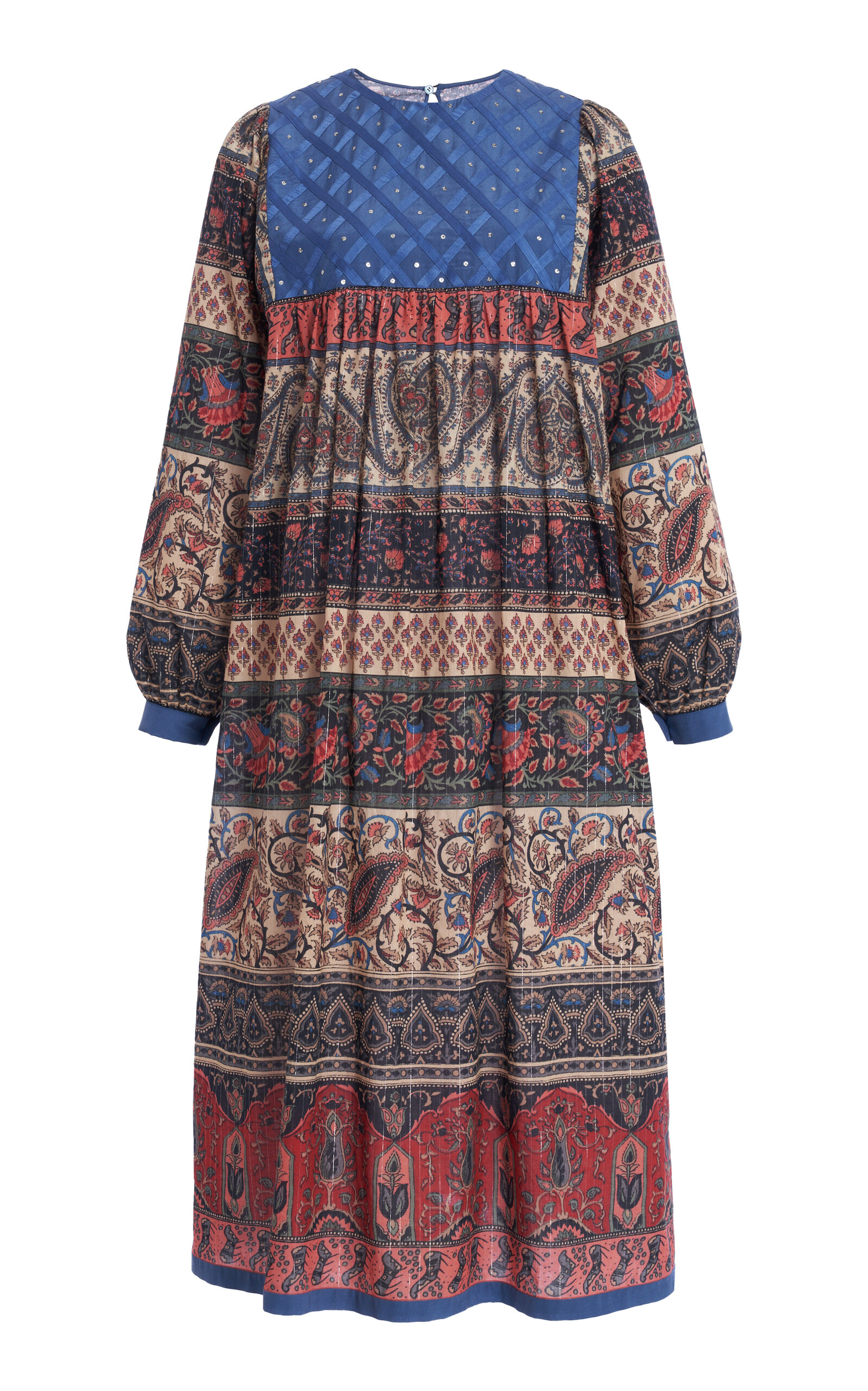 Valentino Embroidered Muslin Lurex Midi Dress