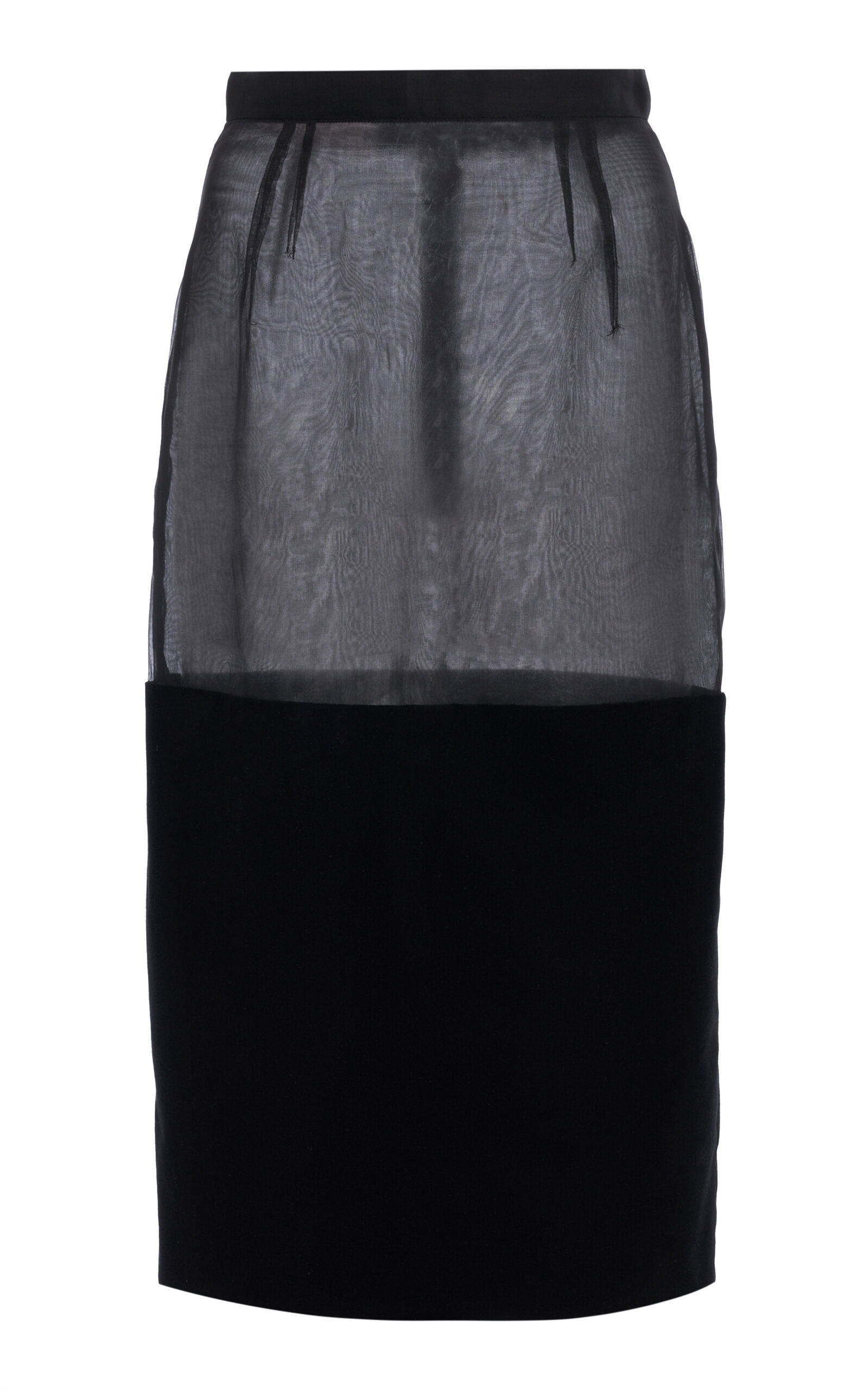 Valentino Panelled Organza Knee-length Skirt In Black