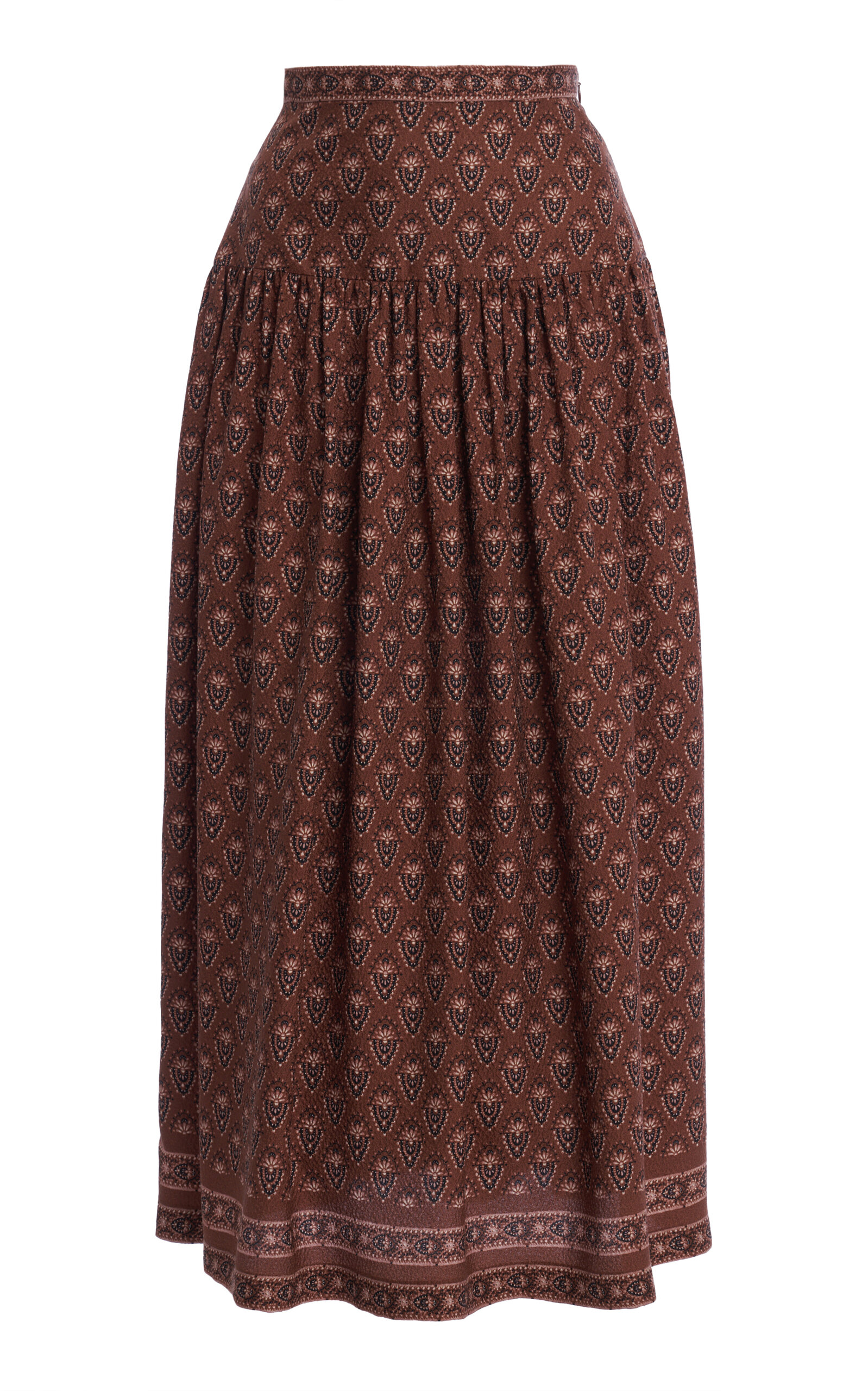 Patterned CloquÃ© Midi Skirt