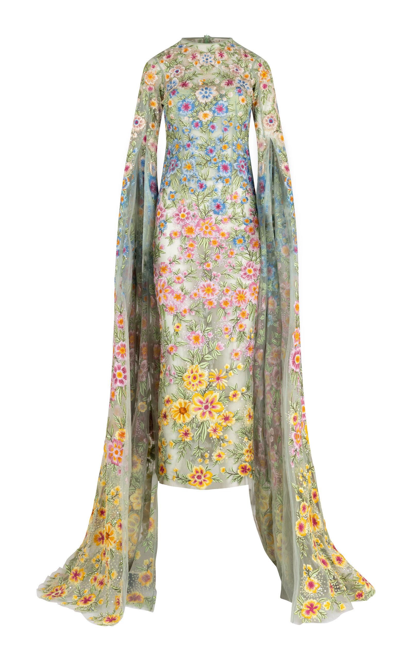 Amor Corallina Embellished Long Sleeved Gown