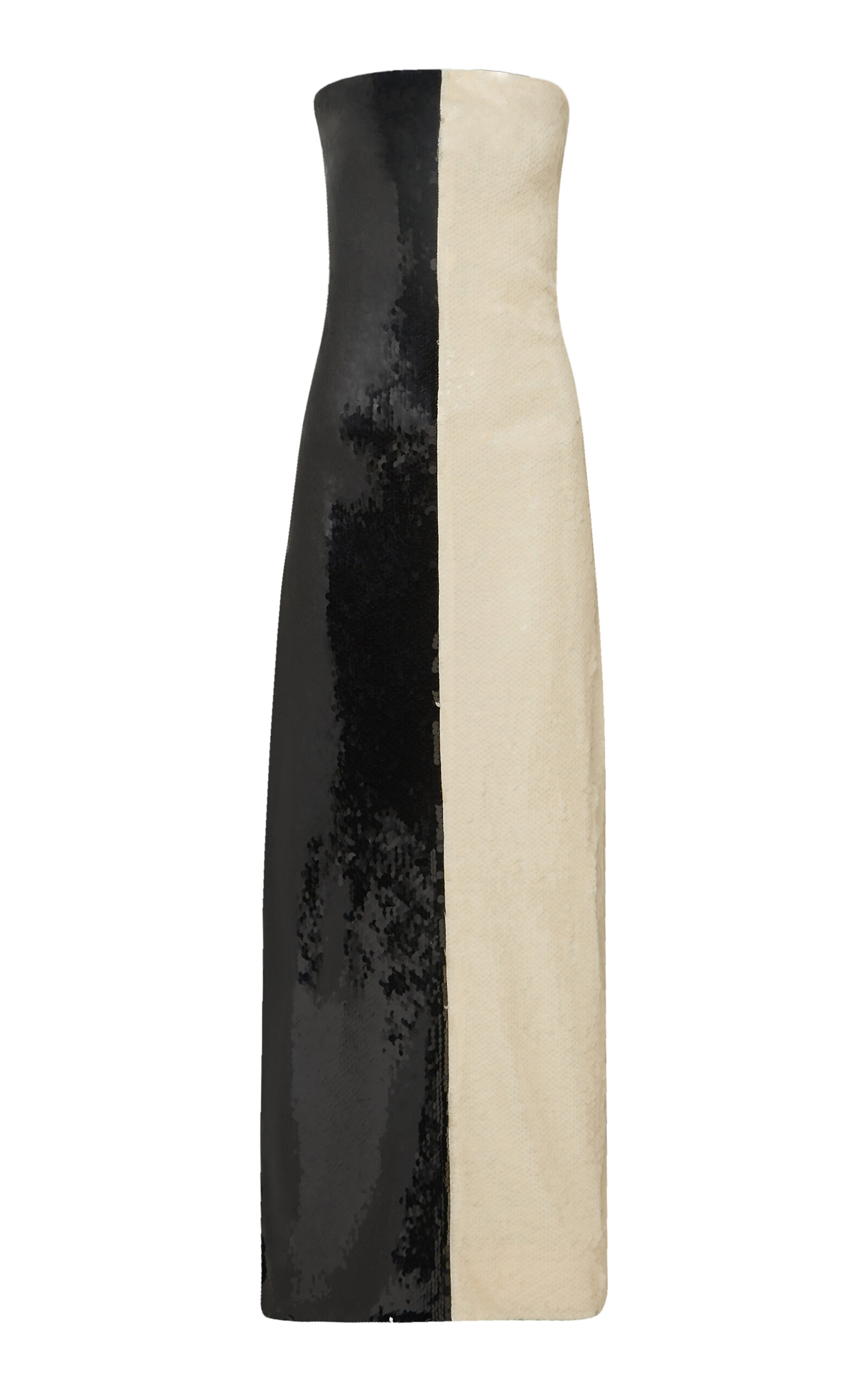 Half And Half Sequined Strapless Dress