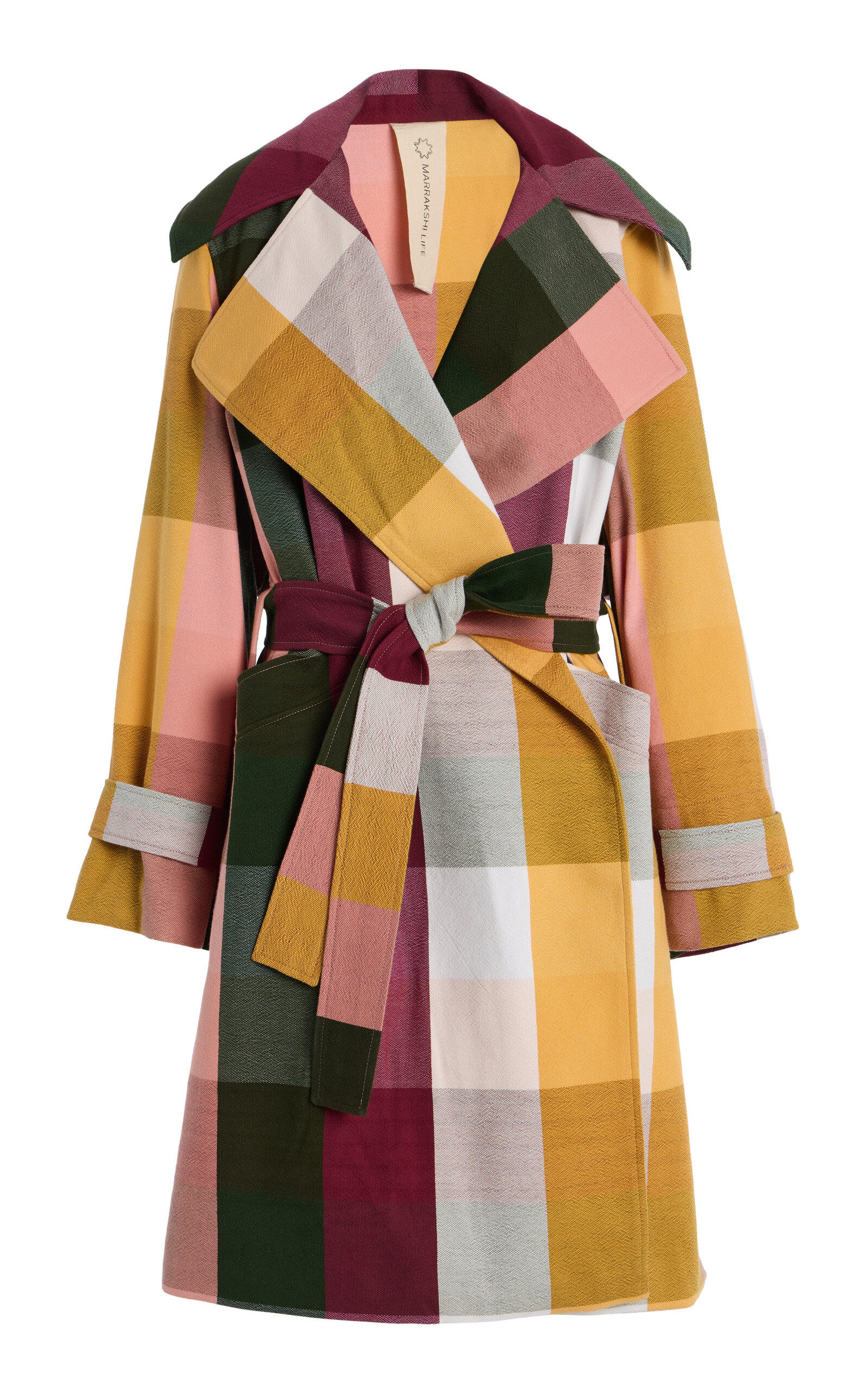 Marrakshi Life The Plaid Cotton-Blend Trench Coat - Multi - XXS