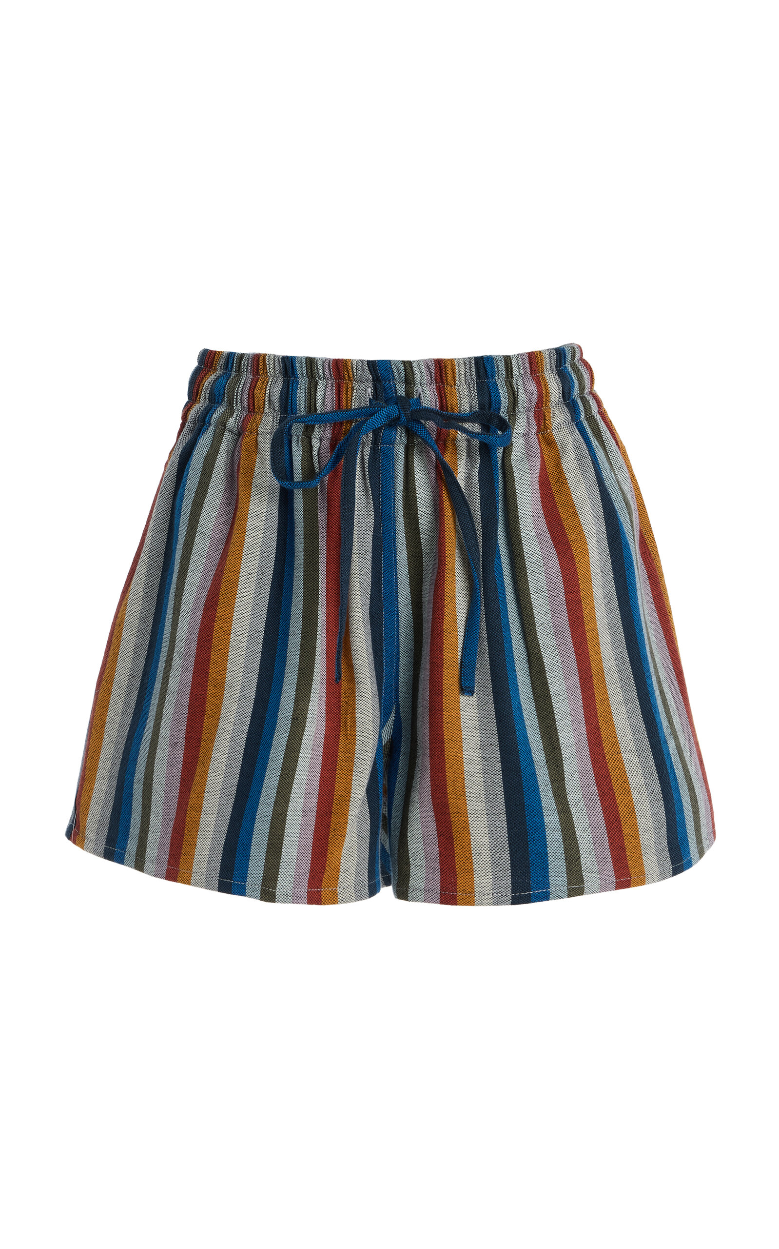 Exclusive High-Waisted Striped Cotton-Blend Shorts