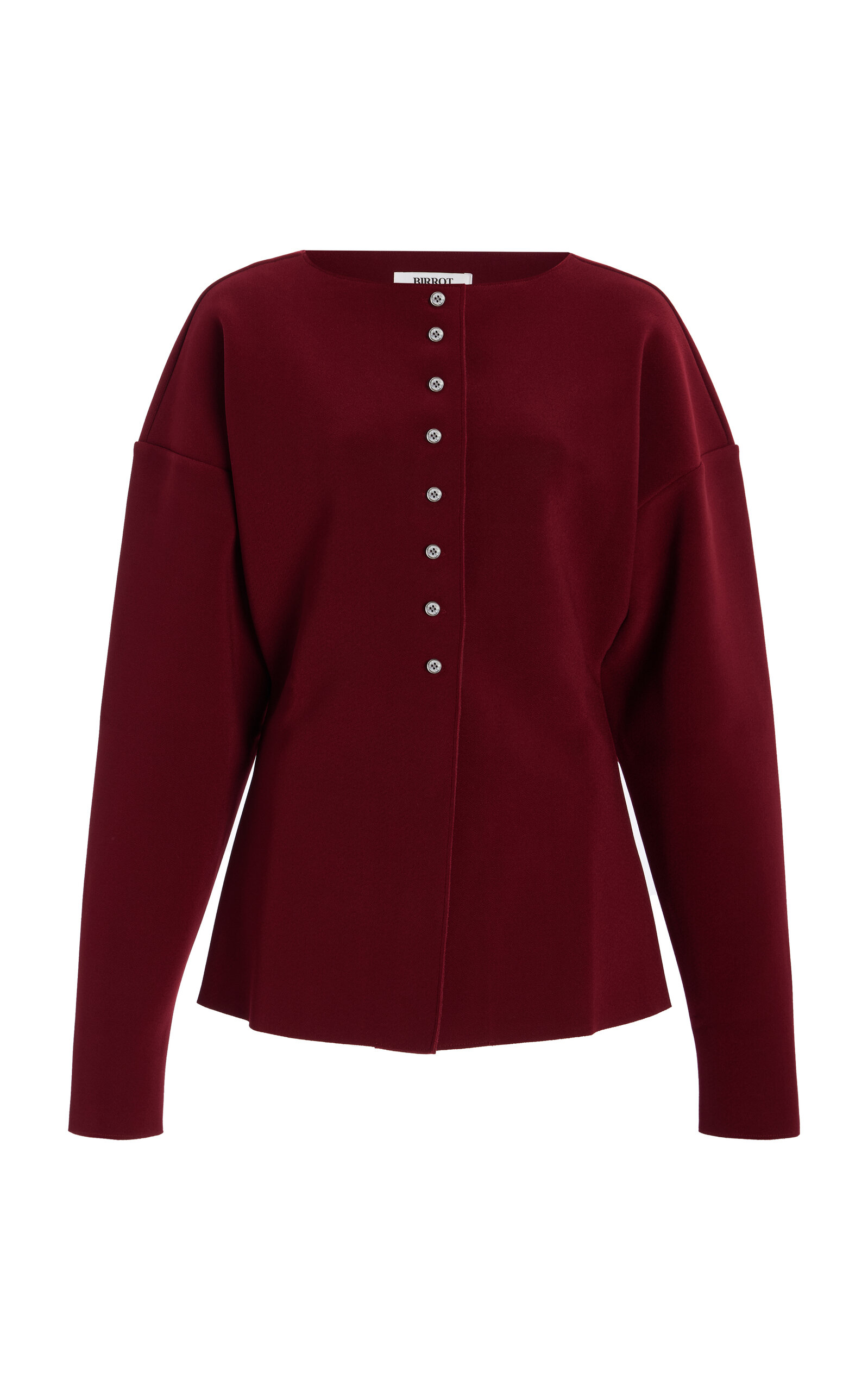 Birrot Exclusive Lay3 Bonded Crepe Cardigan In Burgundy
