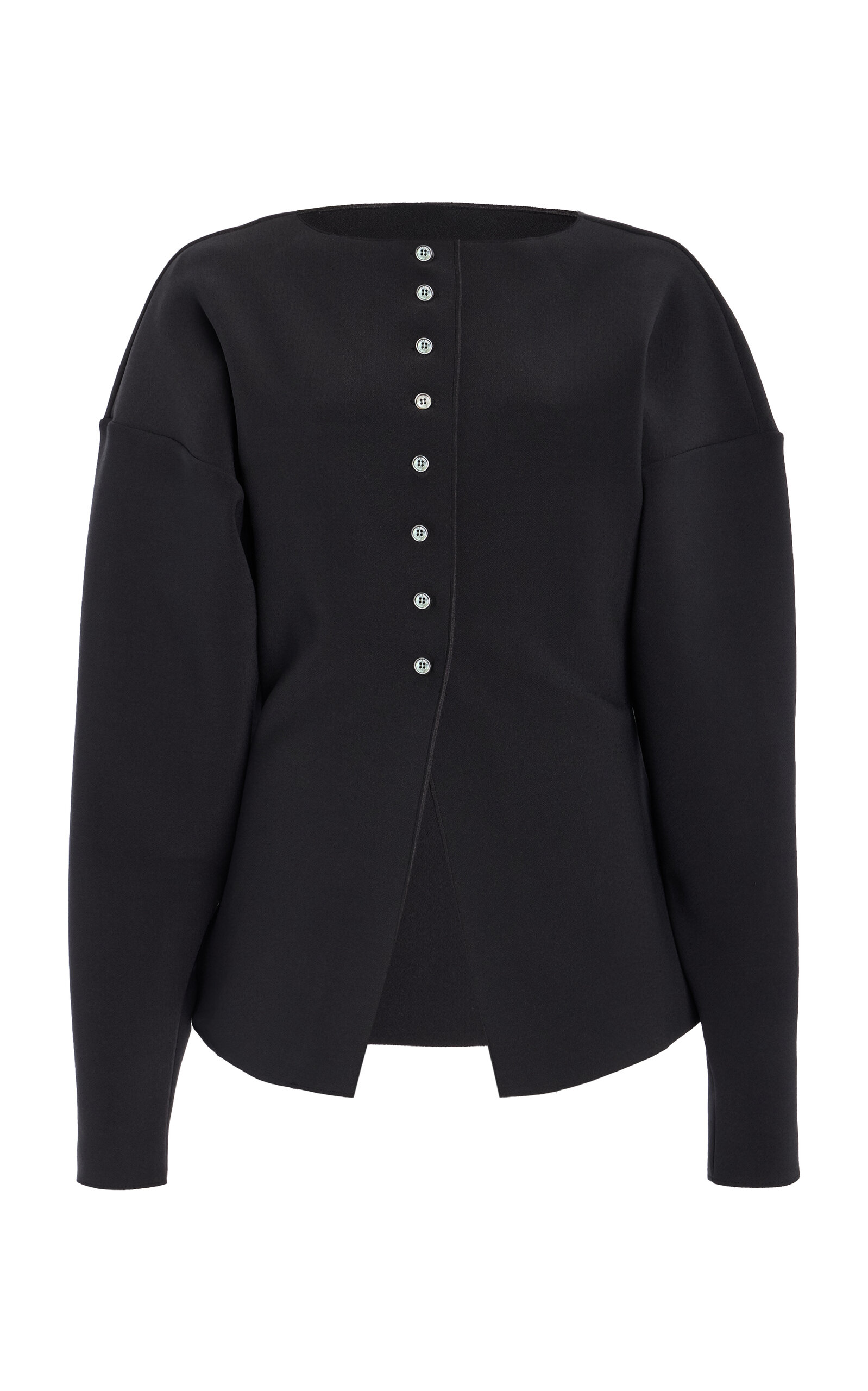 Birrot Exclusive Lay3 Bonded Crepe Cardigan In Black