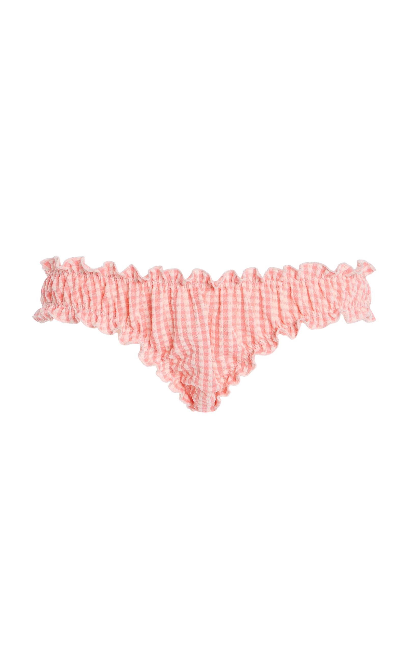 Shop Juillet Swimwear Chloe Ruched Gingham Bikini Bottom In Pink