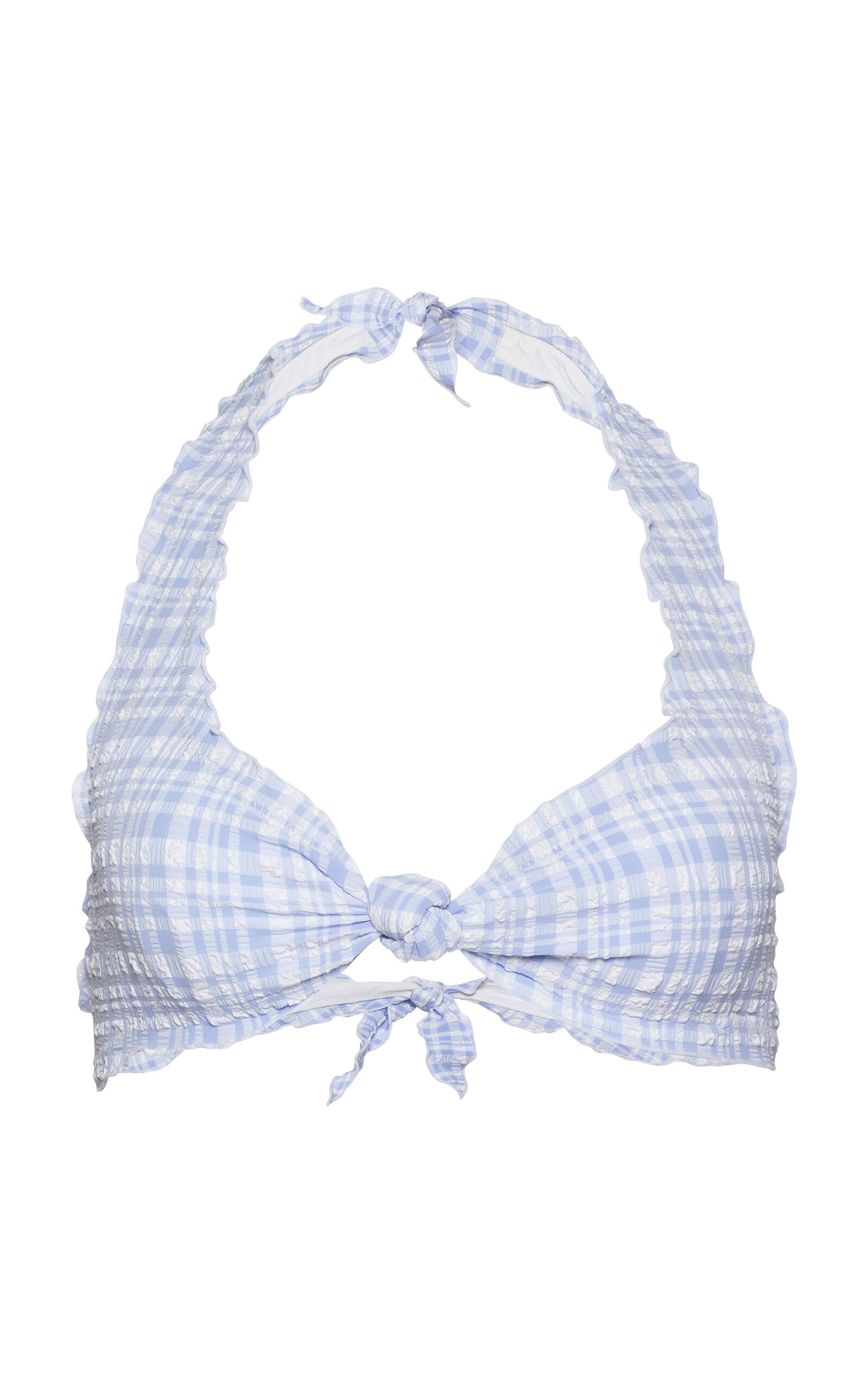 JUILLET SWIMWEAR Exclusive Tutti Plaid-Seersucker Bikini Top