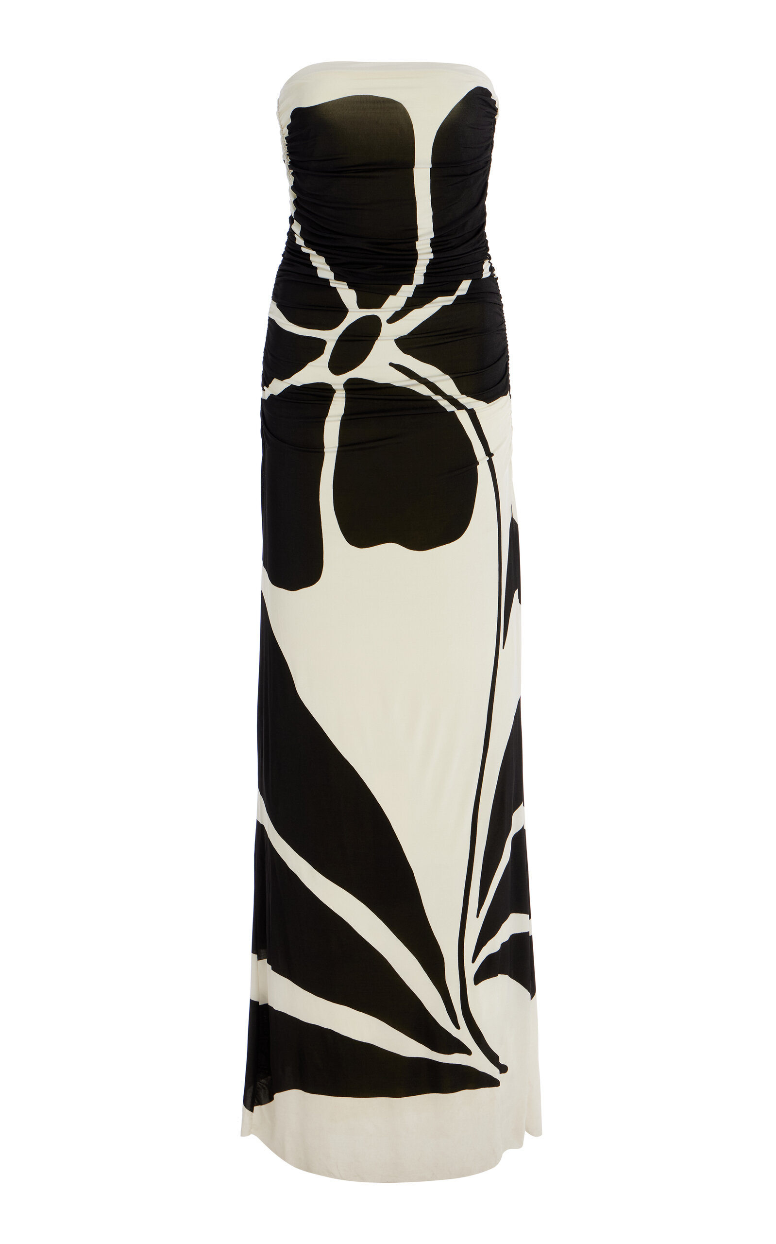 Cala De La Cruz Paloma Linen Exploded Flower Dress In Black,white