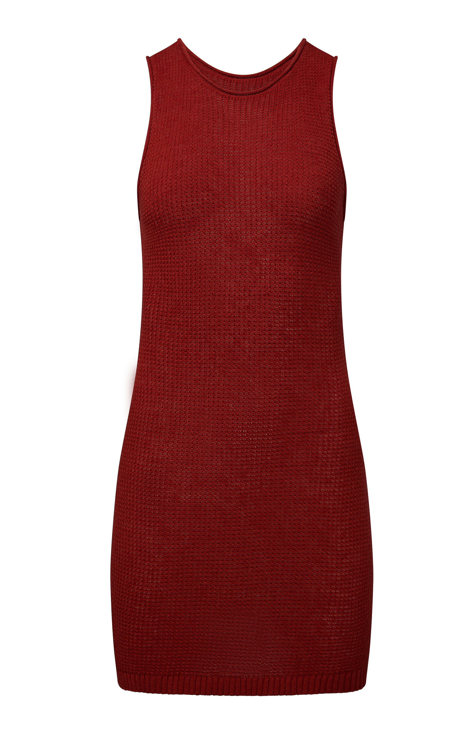 Onia Scoop-Back Linen-Cotton Knit Mini Dress - Red - XL