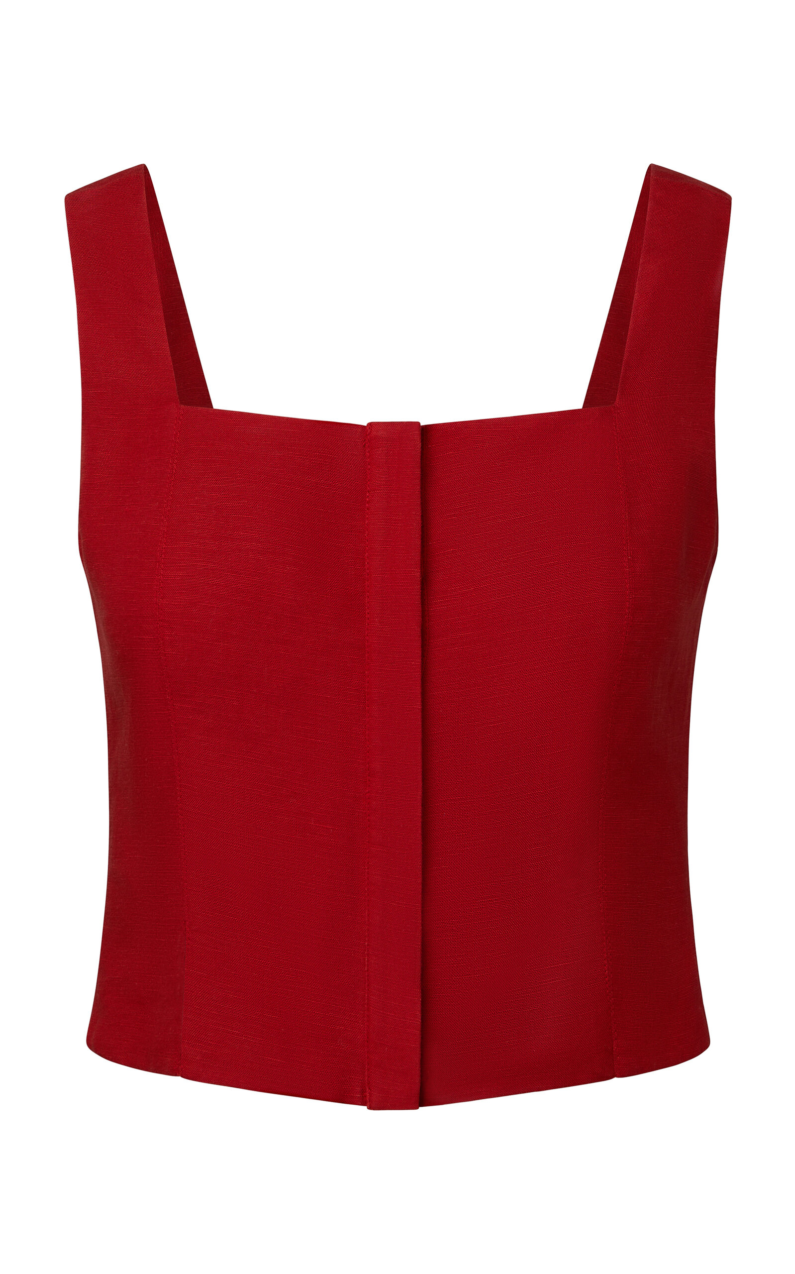 Onia Air Linen Square-Neck Top - Red