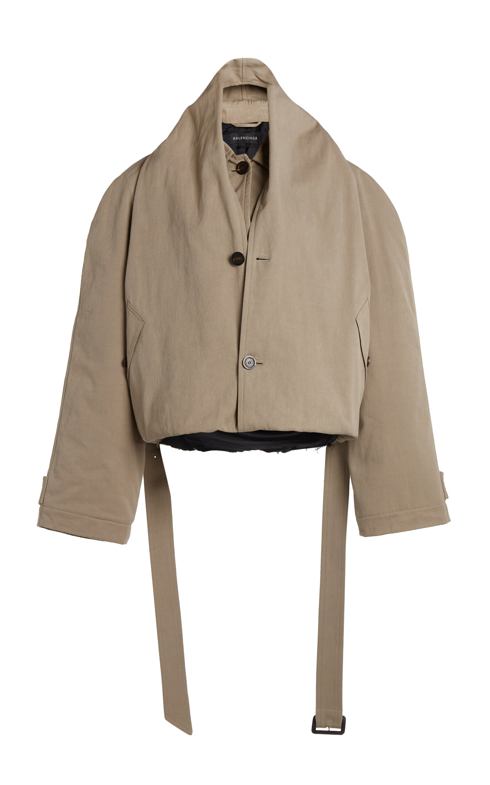 Balenciaga Hooded Cotton-Twill Trench Coat