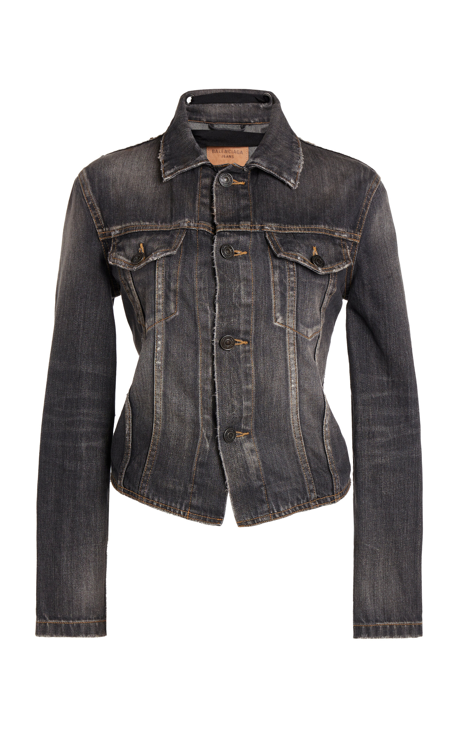 Balenciaga Dark Grey Denim Jacket With Laces Women In Gray