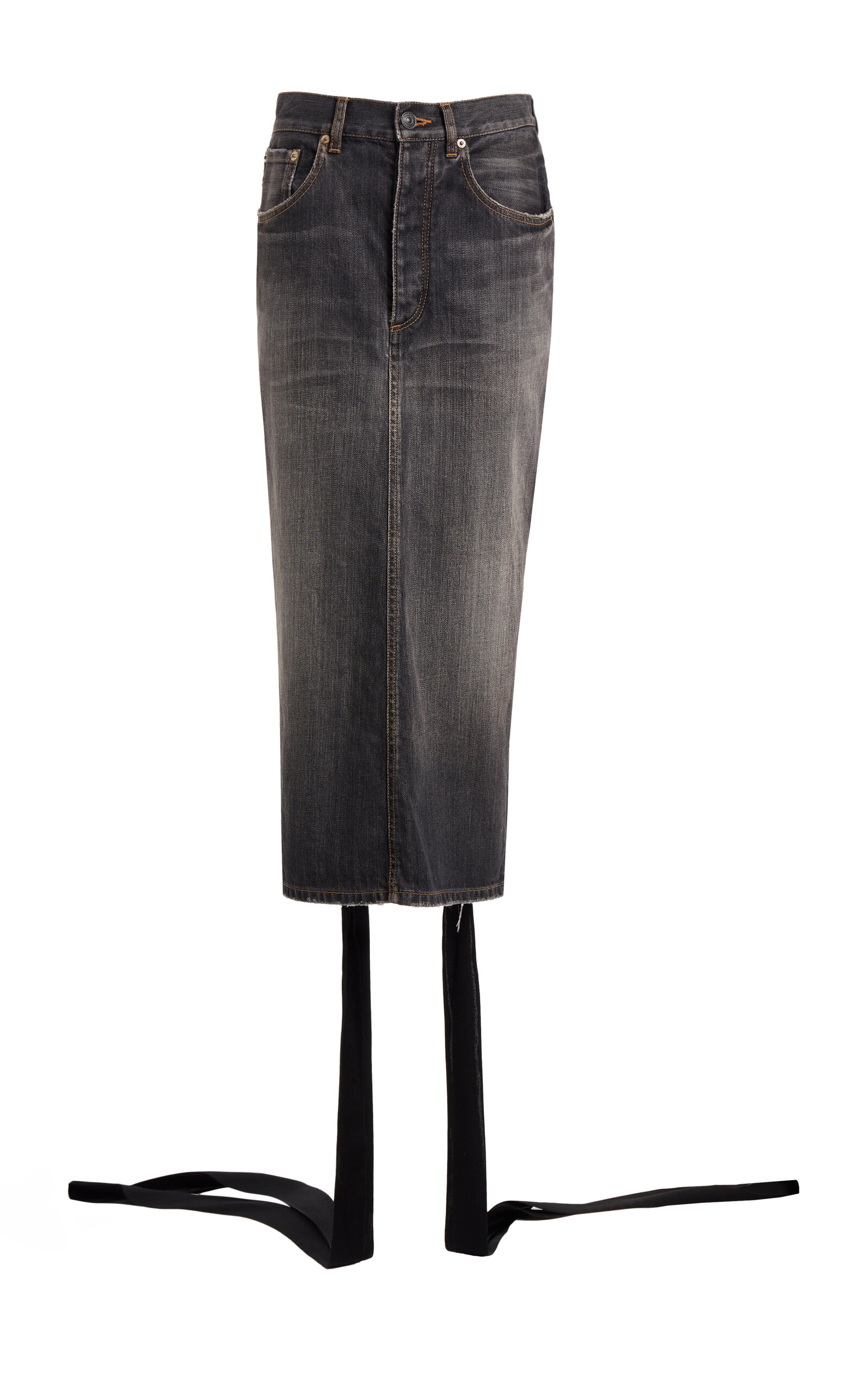 Balenciaga Lace-Up Denim Midi Skirt - Moda Operandi