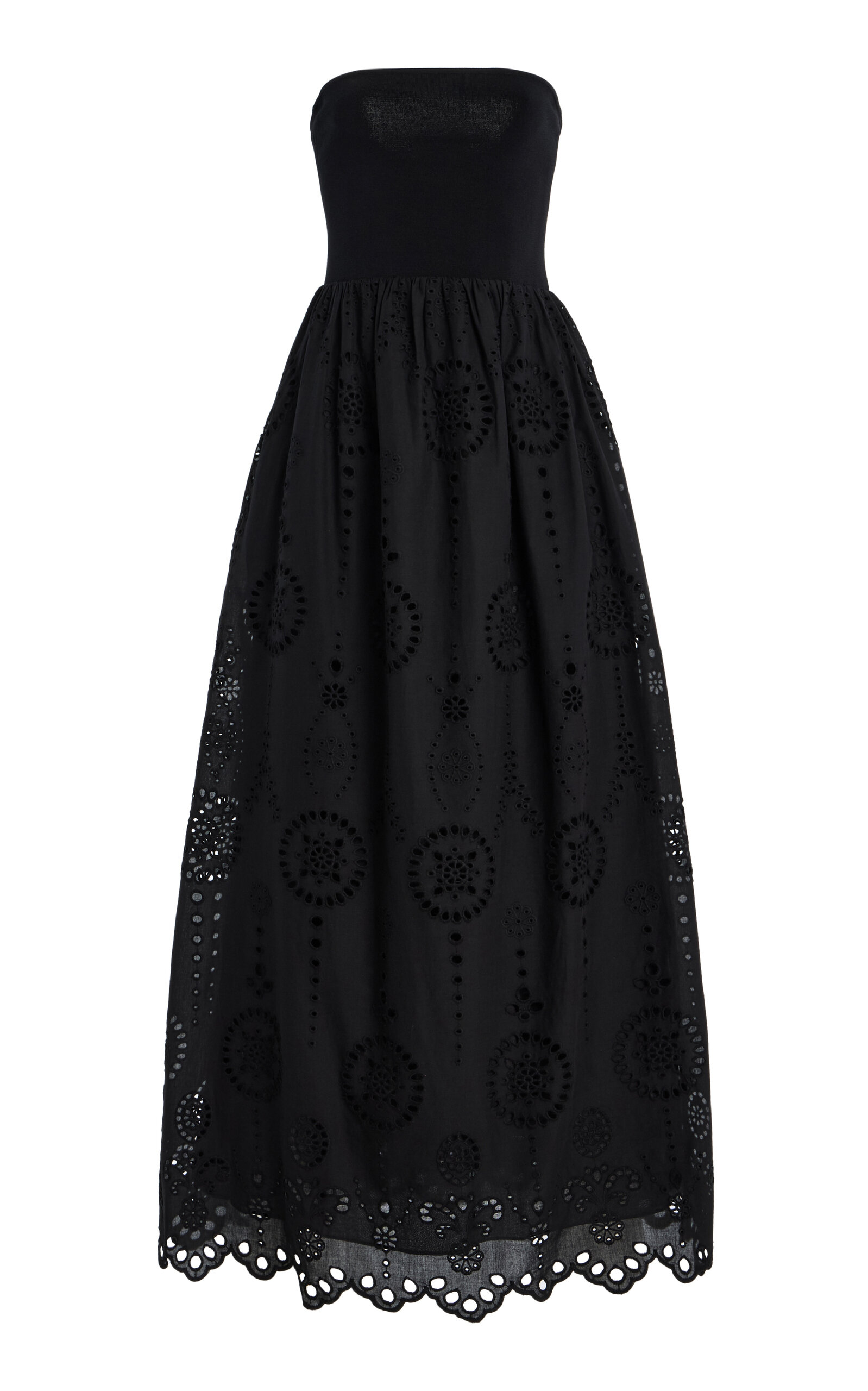 Matteau Knit and Broderie Anglaise Cotton Midi Dress