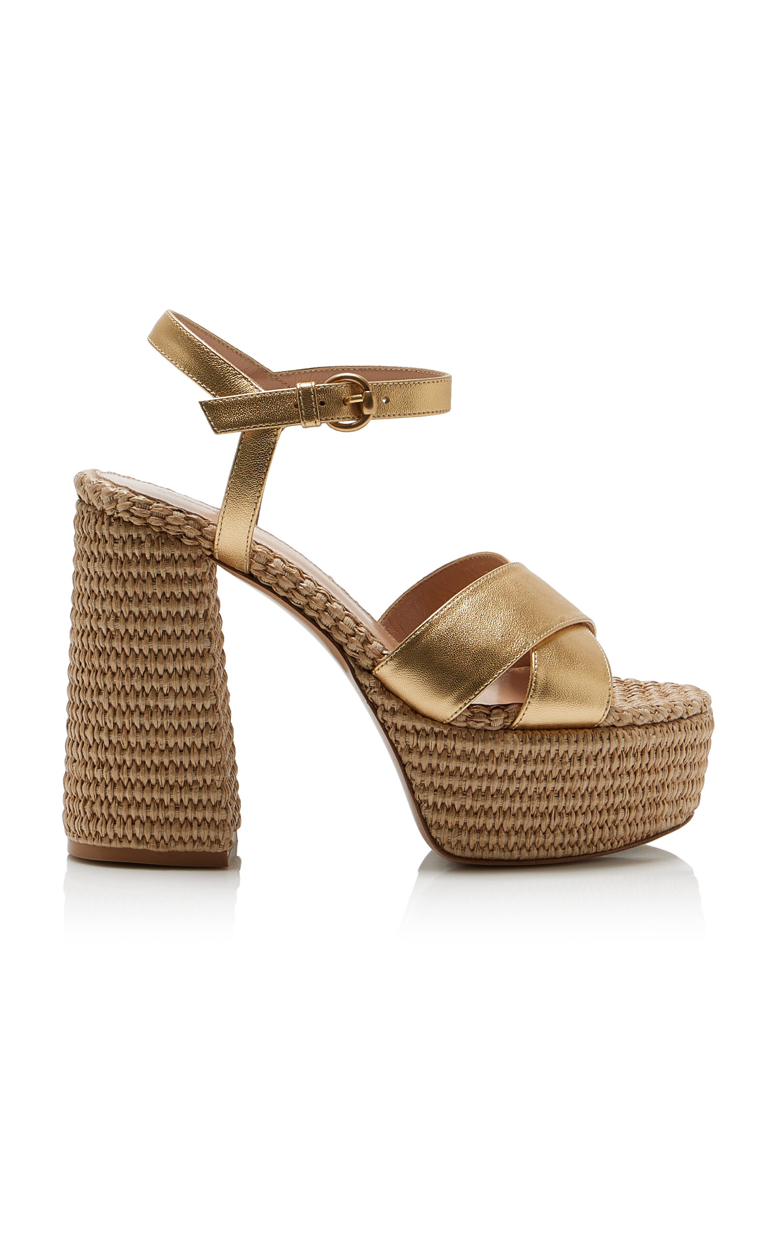 Gianvito Rossi Bebe Leather Platform Sandals In Gold