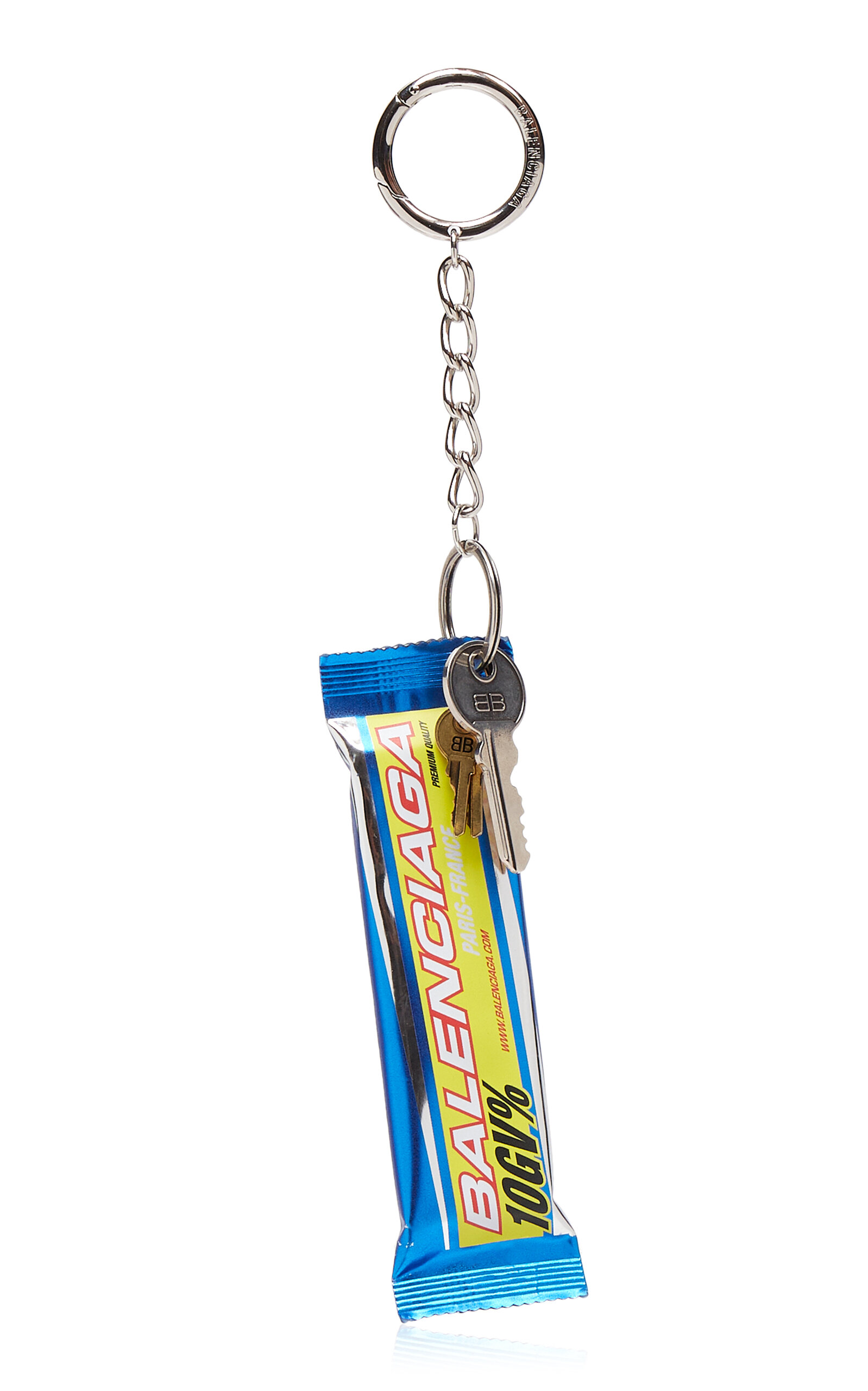 Balenciaga Keyring Leather Energy Bar In Blue