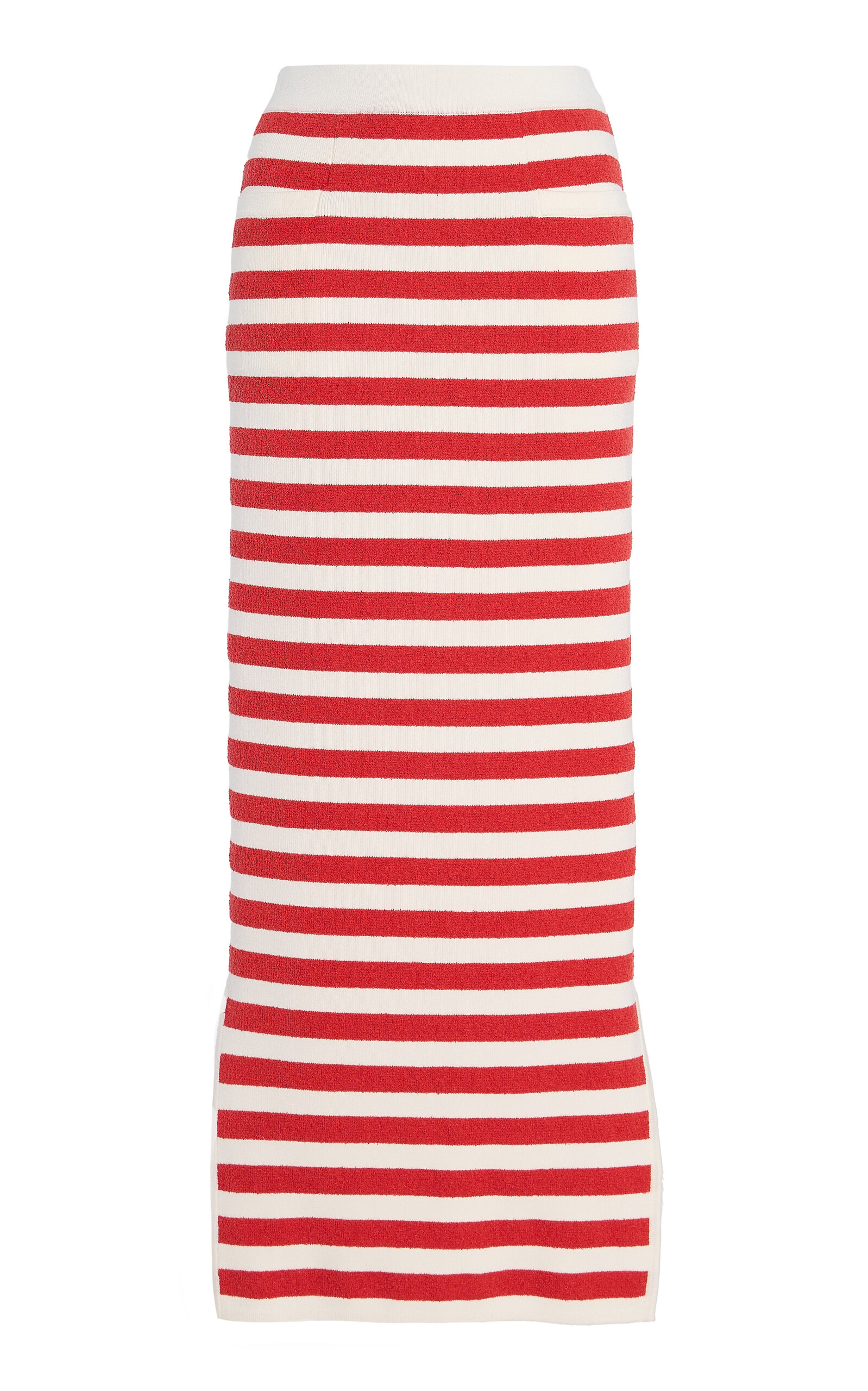 Posse Exclusive Riviera Ari Striped Knit Maxi Skirt In Red