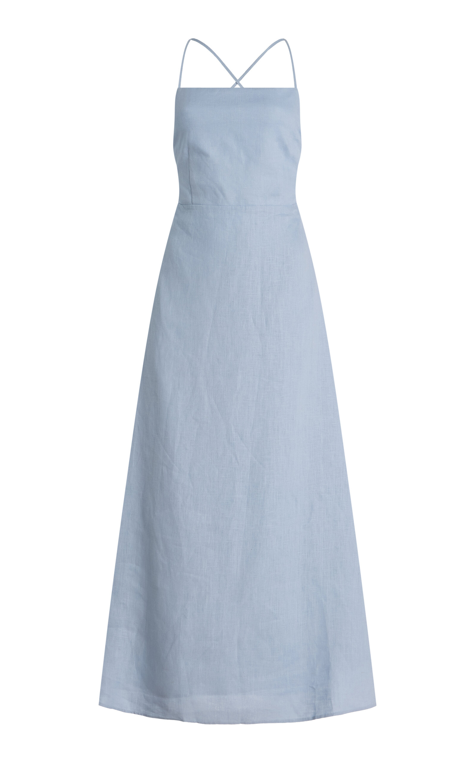 Posse Exclusive Riviera Lori Open-back Linen Maxi Dress In Blue