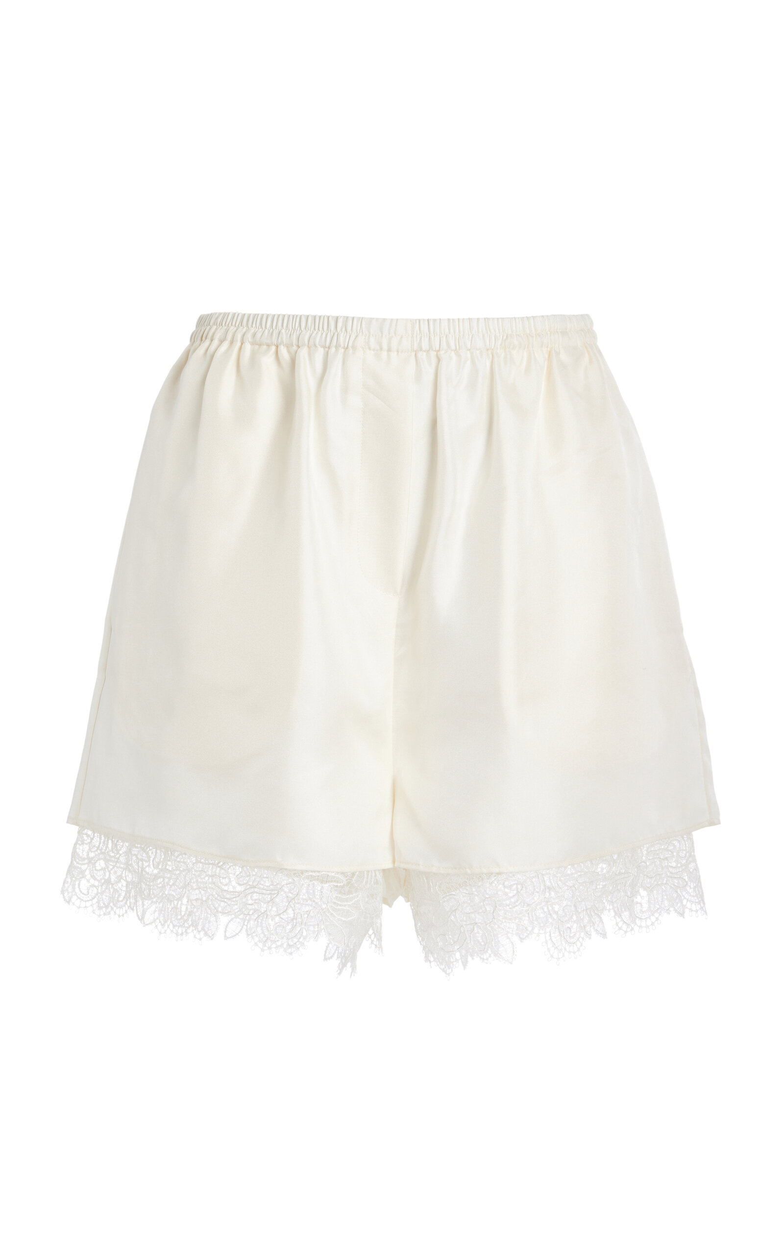 Shop Rohe Lace-trimmed Silk-blend Shorts