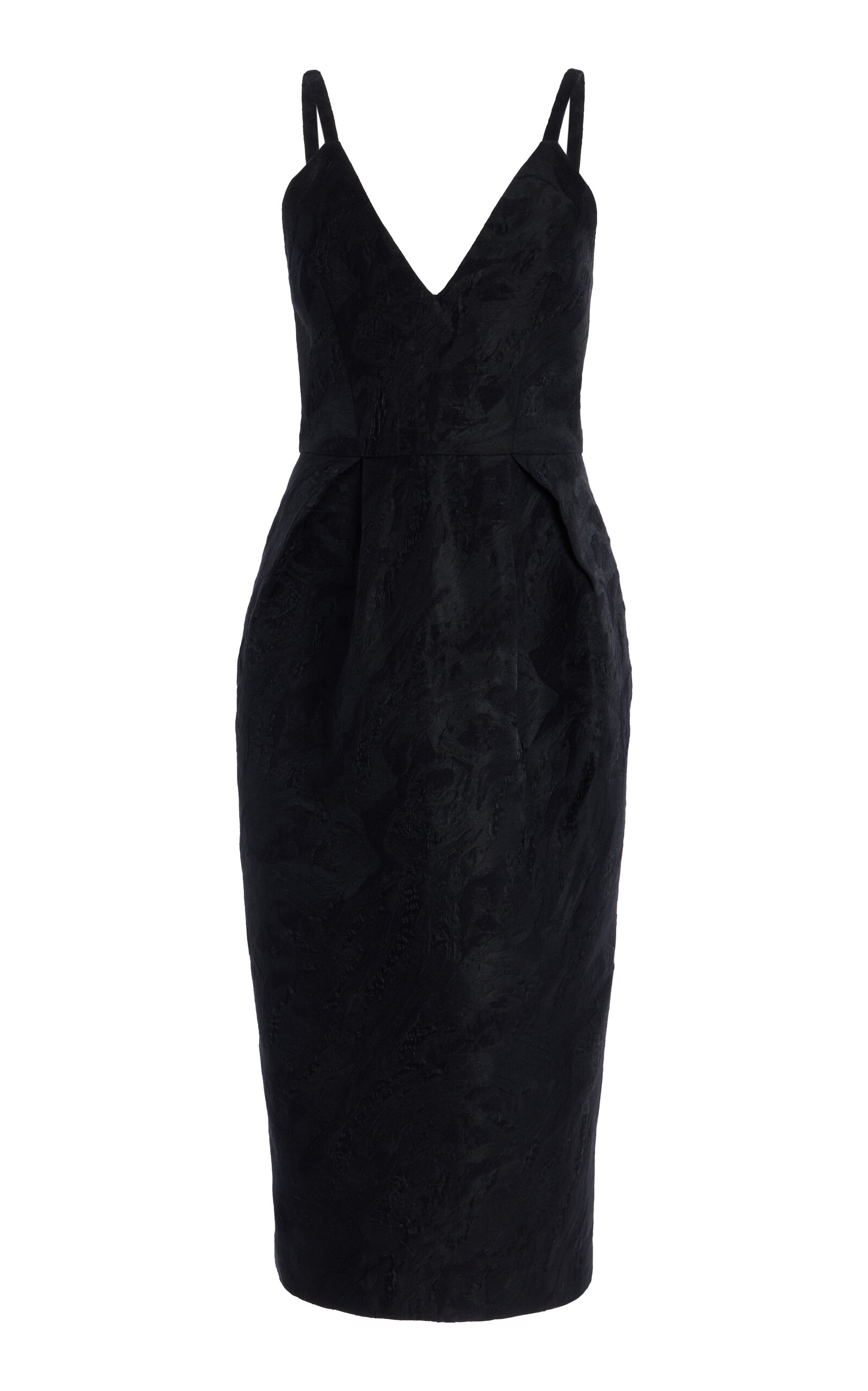 Rosie Assoulin Tulip-waist Jacquard Midi Dress In Black