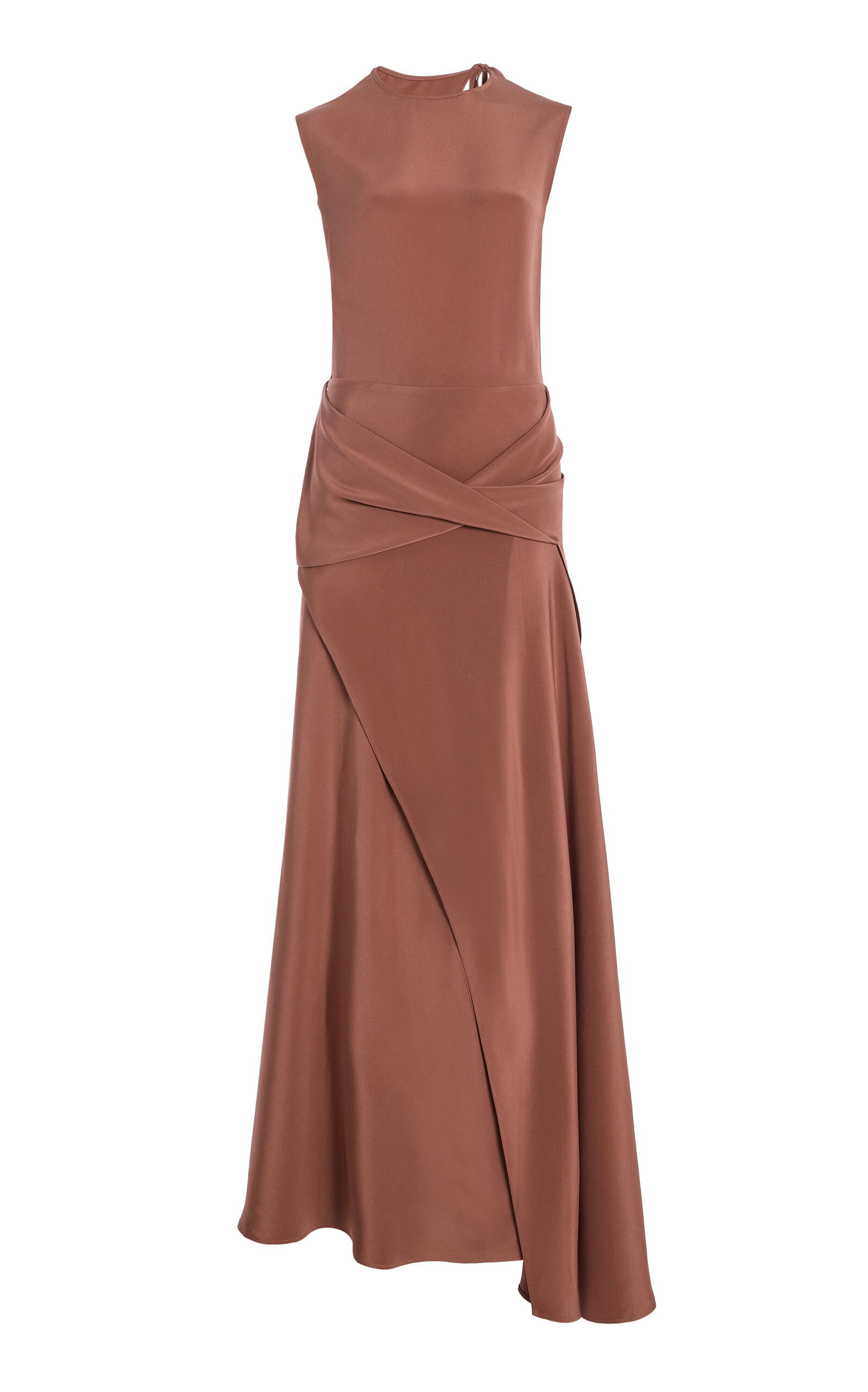 Tove Jadi Cutout Draped Satin Maxi Dress In Brown