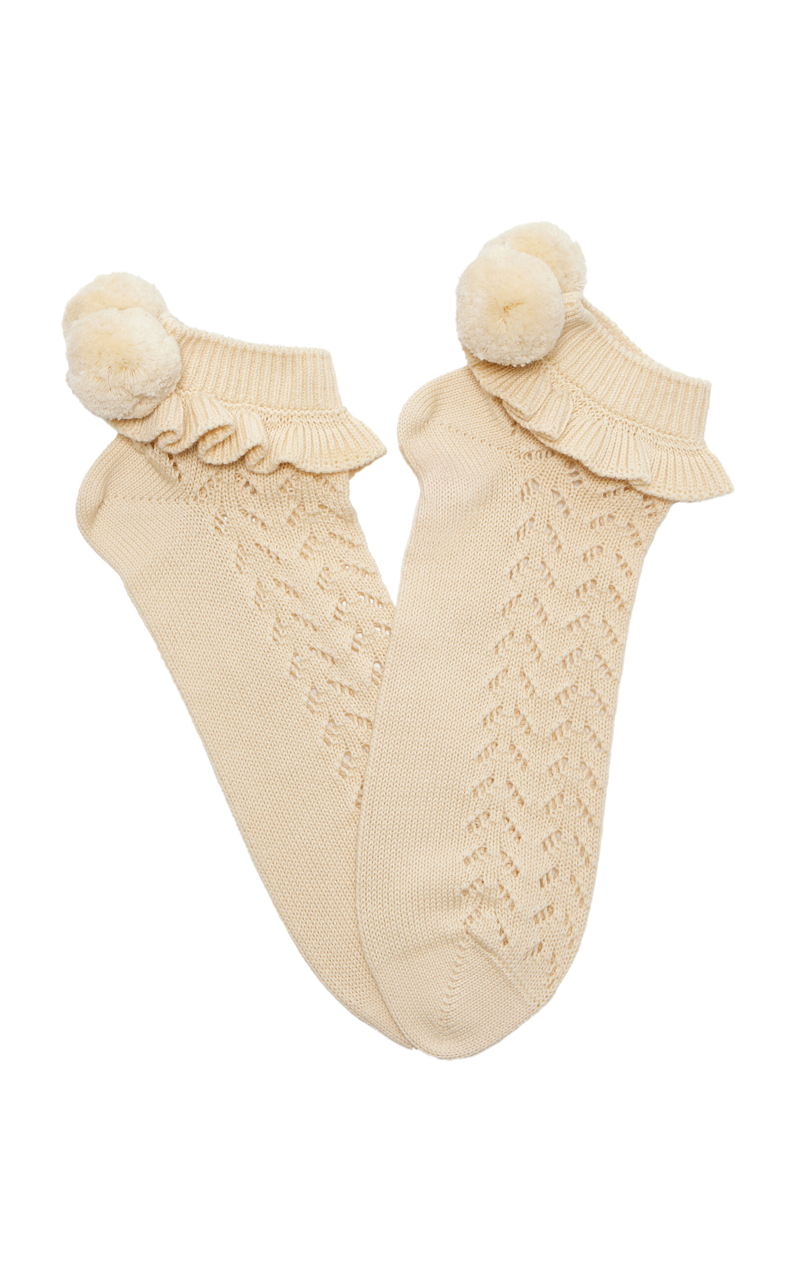 Valentino Garavani Pom-Pom Ruffled Cotton Ankle Socks