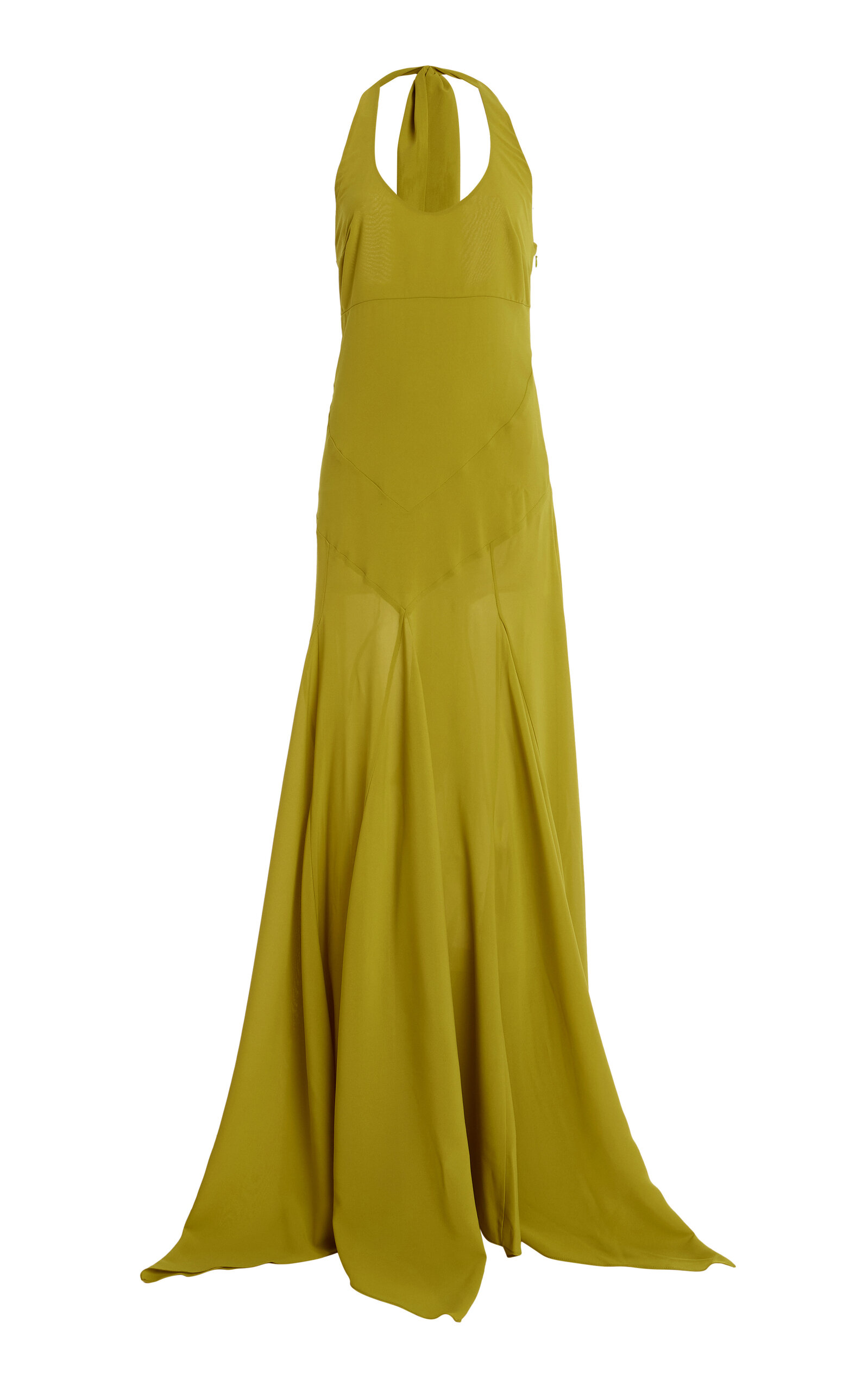 SIEDRÉS Exclusive Raye Crepe Midi Halter Dress - Moda Operandi