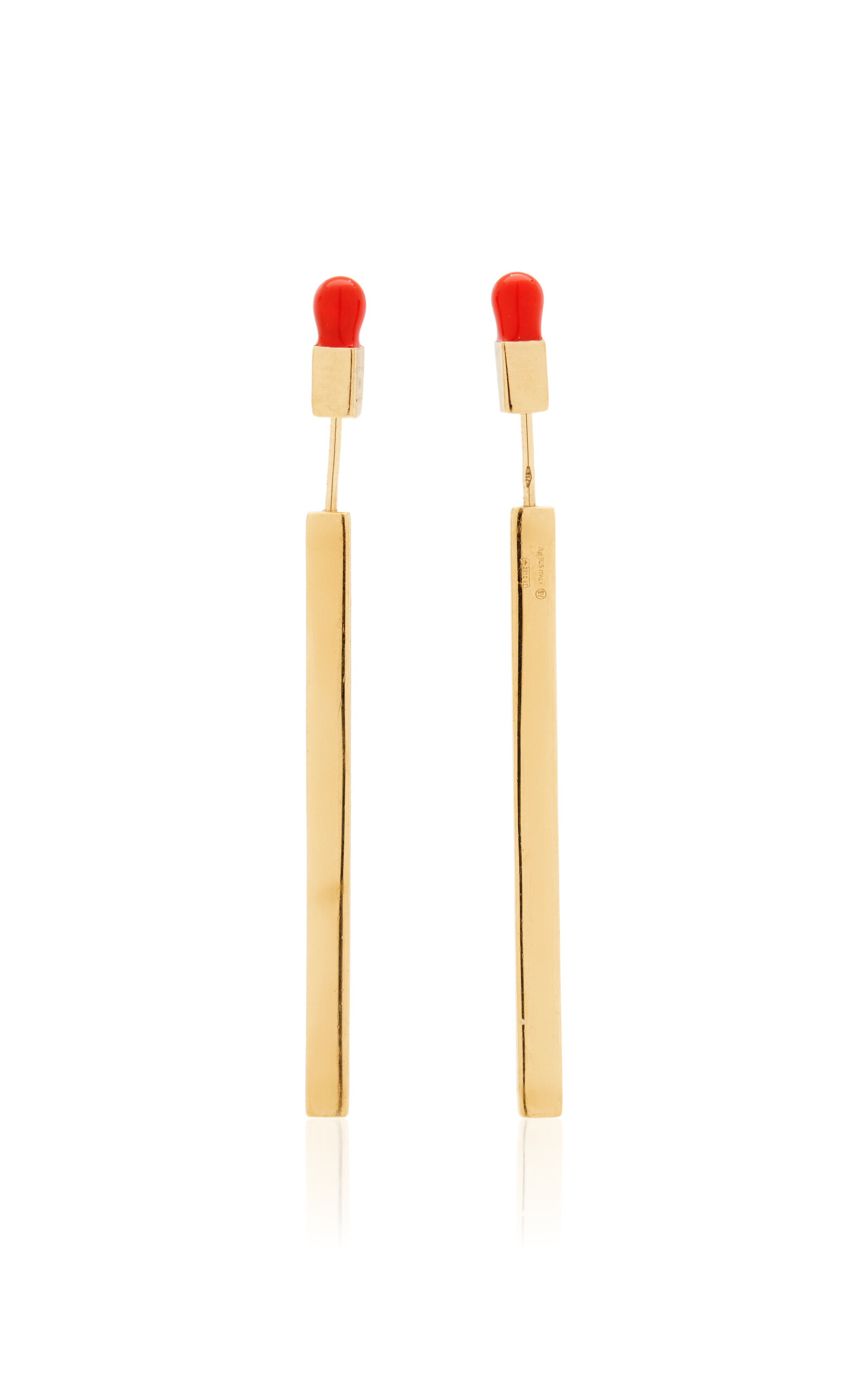 Bottega Veneta Enameled 18k Gold-finish Sterling Silver Earrings In Gold
