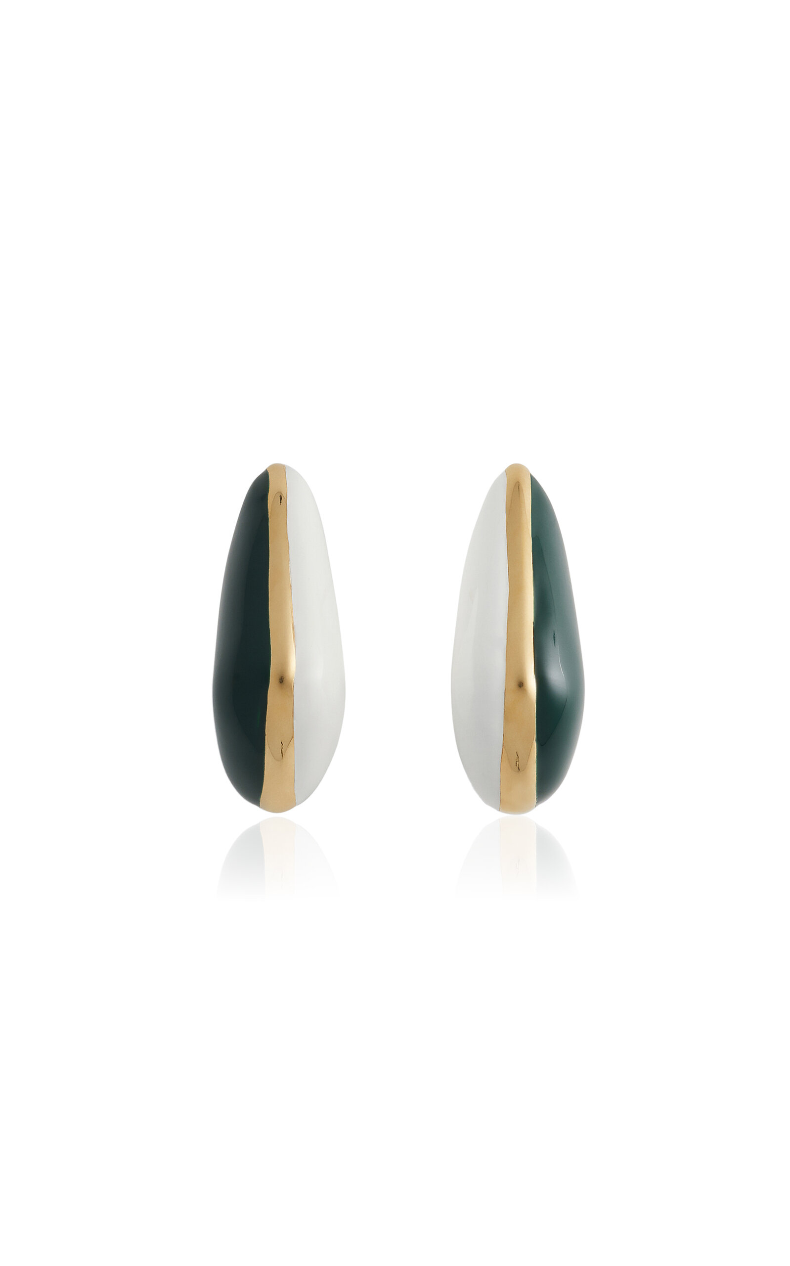 Bottega Veneta Enameled 18k Gold-finish Sterling Silver Earrings In Green
