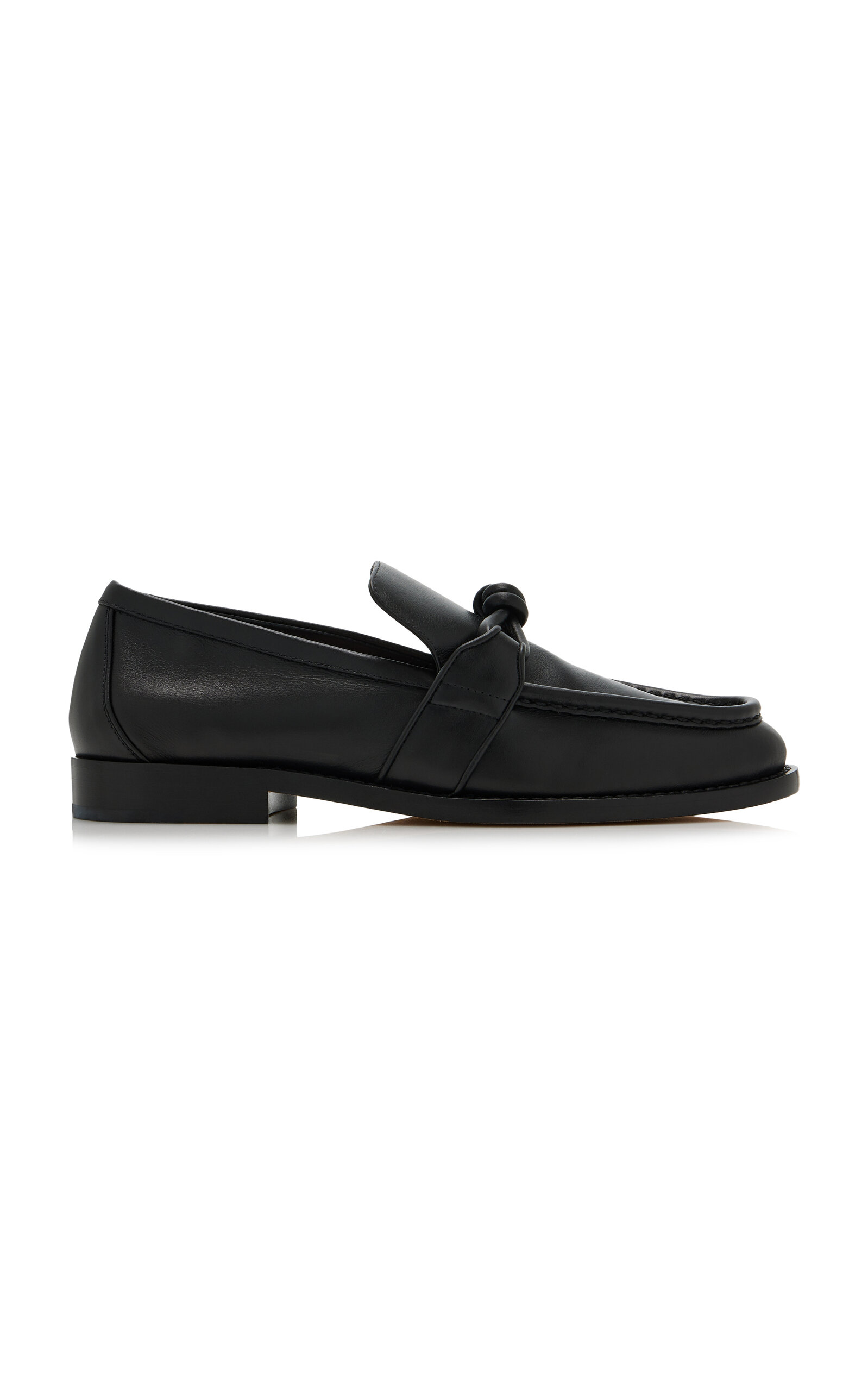 Bottega Veneta Astaire Metal Knot Leather Loafers In Black