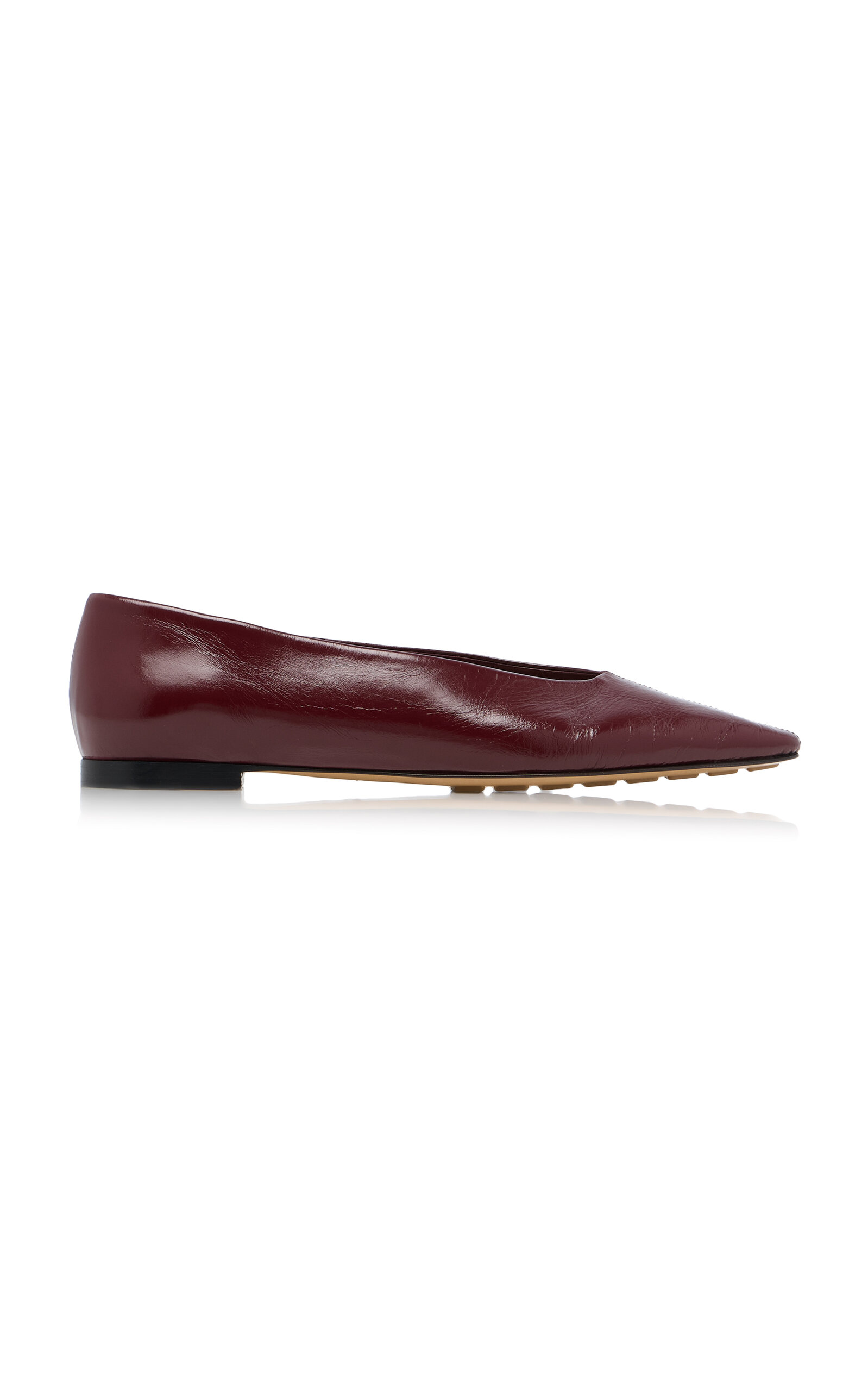 Shop Bottega Veneta Cushion Lux Leather Flats In Burgundy