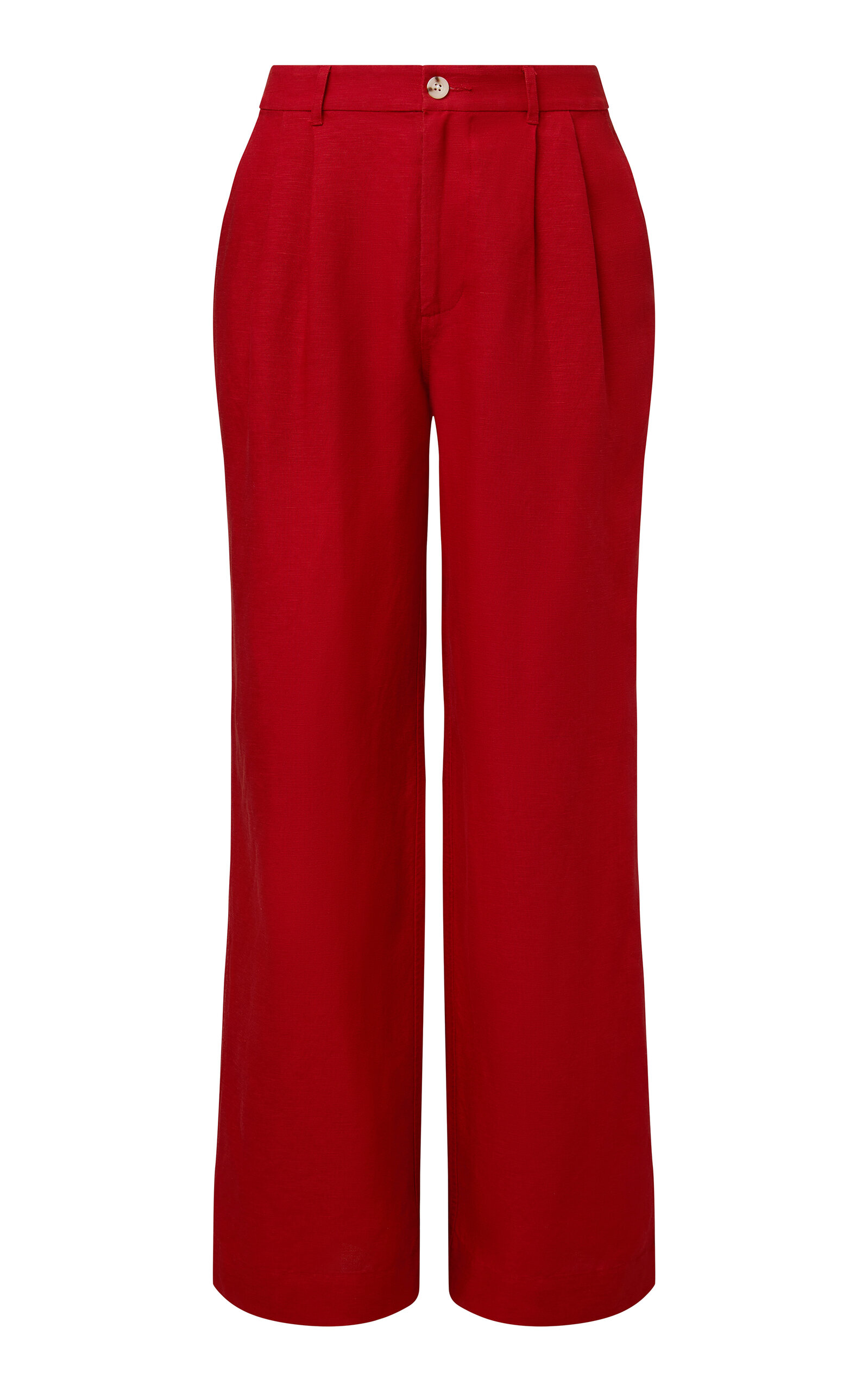 Onia Linen-Blend Pleated Pants - Red - XS