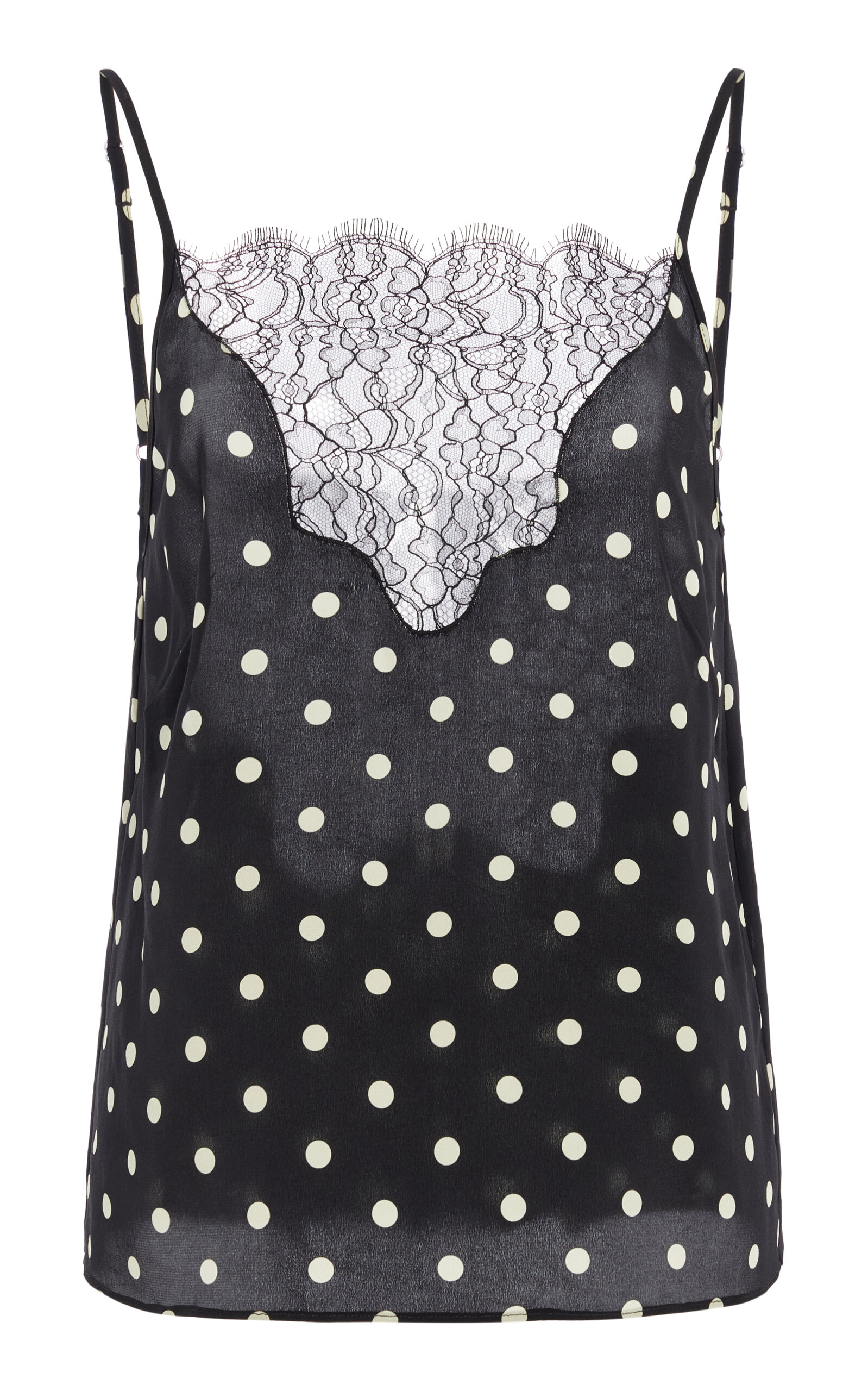 FRANÇOISE Exclusive Stevie Lace-Trimmed Silk Crepe Cami Top - Black