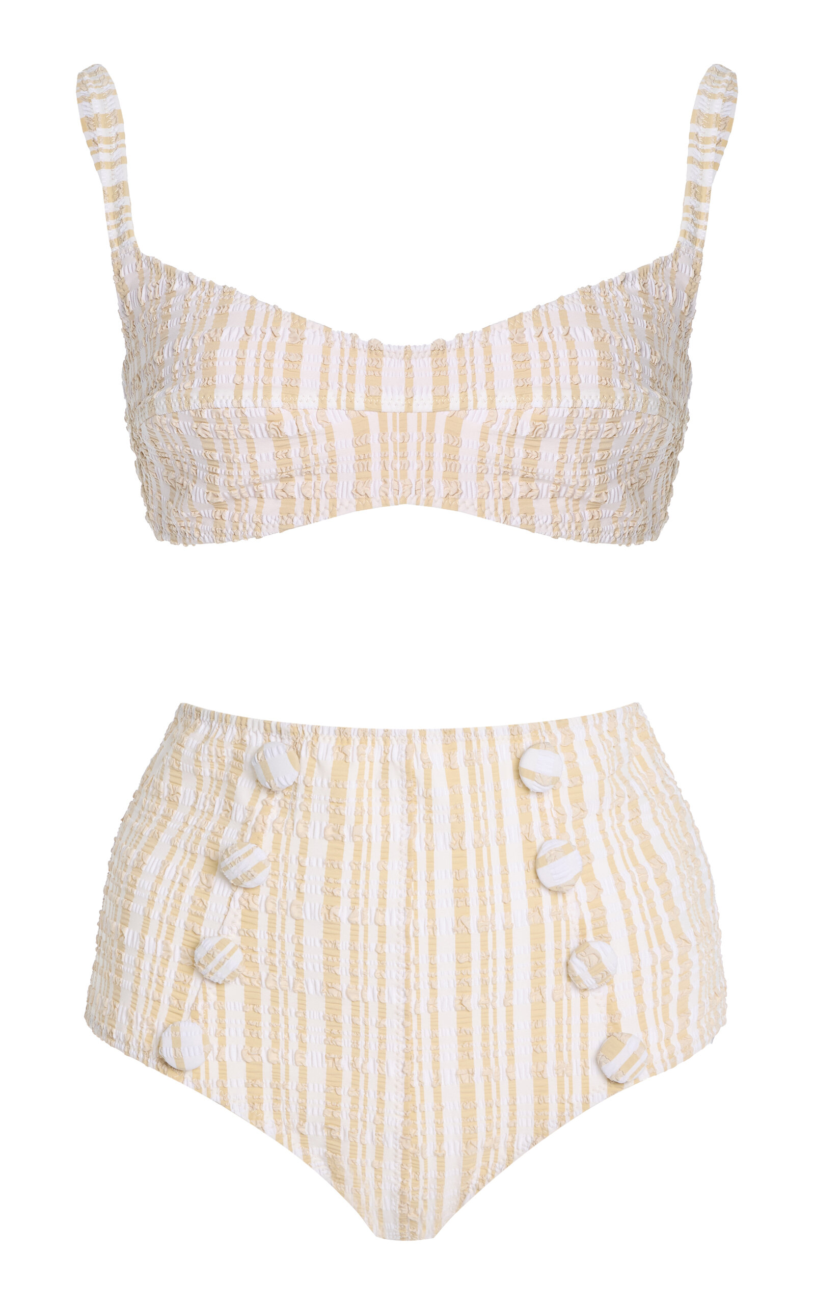 Lisa Marie Fernandez Striped Seersucker Balconette High-waist Bikini