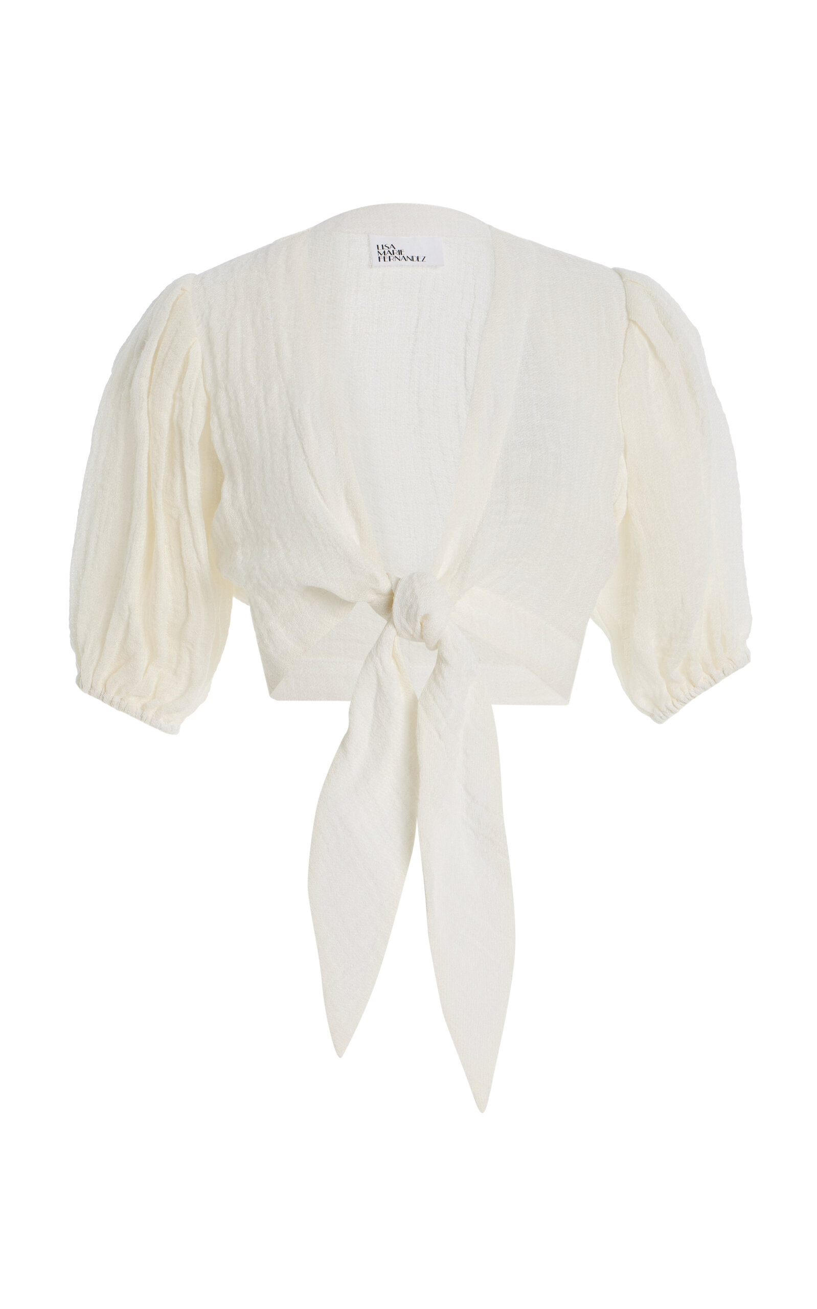 Lisa Marie Fernandez Pouf Linen Gauze Tie Top