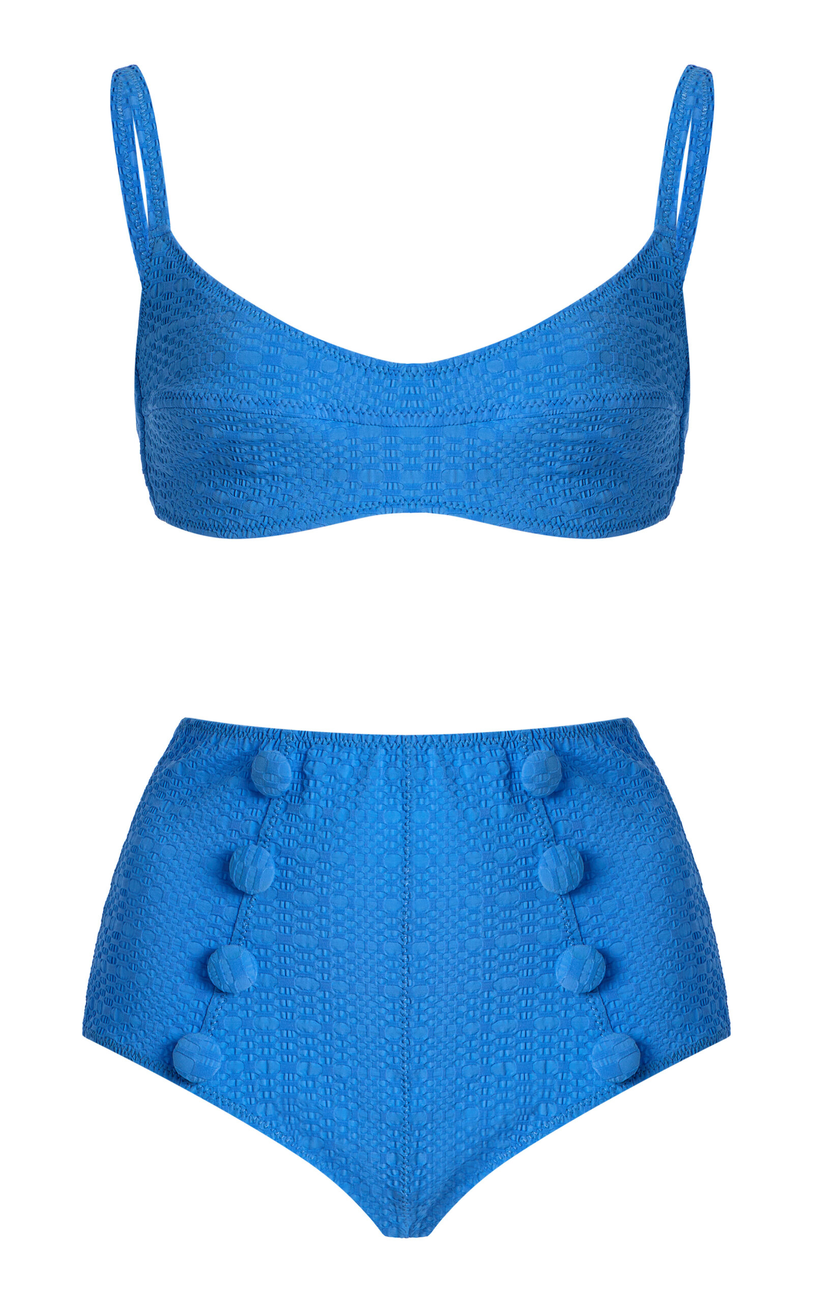 Lisa Marie Fernandez Seersucker Balconette High-waisted Bikini Set
