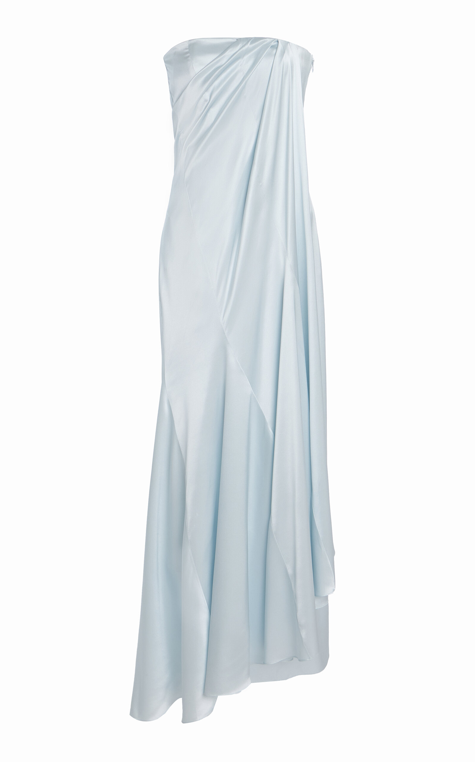 Delpozo Draped Silk-satin Maxi Dress In Blue
