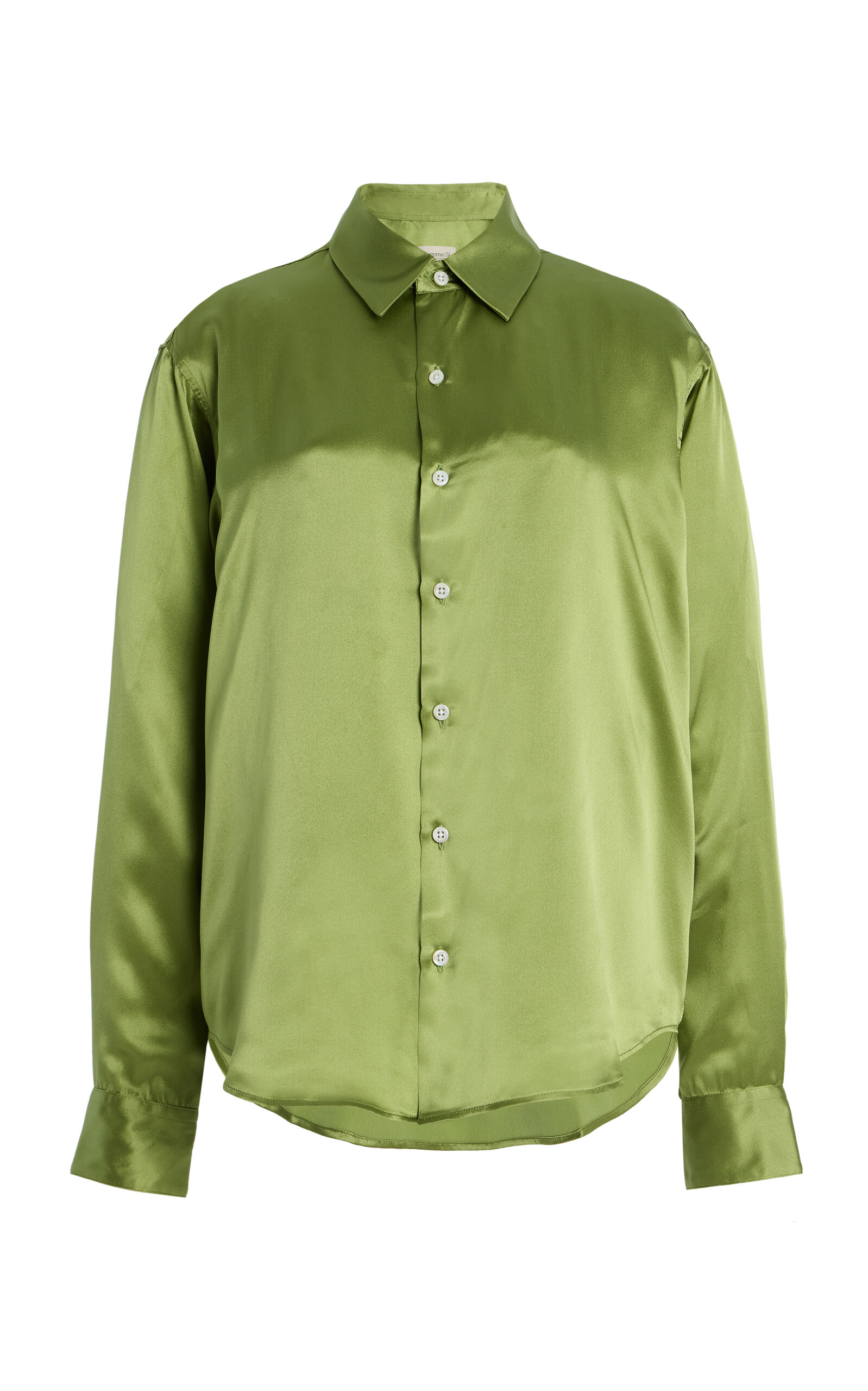 Comme Si La Classica Silk-charmeuse Shirt In Green
