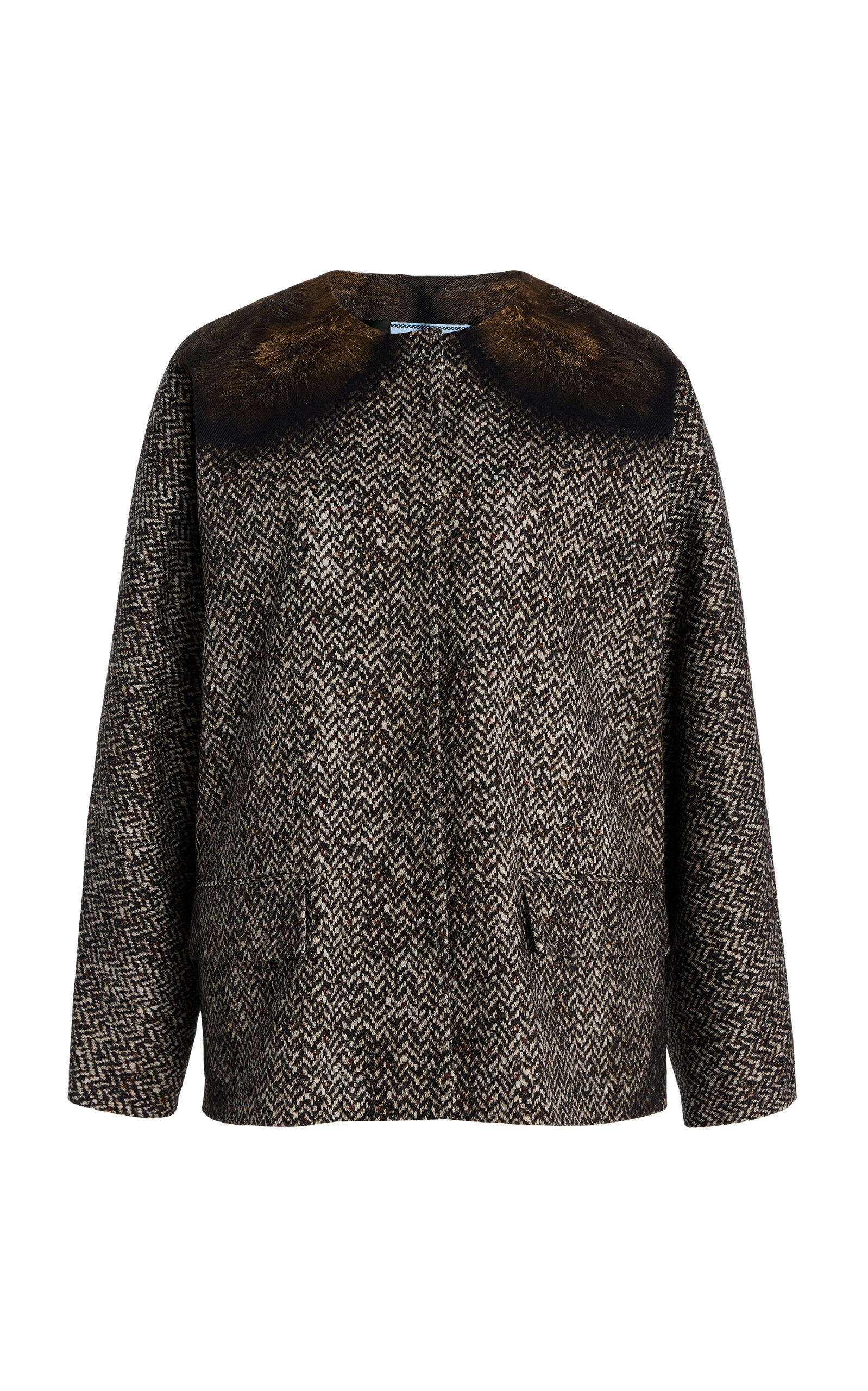 Prada Trompe-l'Oeil Print Cotton-Drill Caban Jacket - Women's Clothing