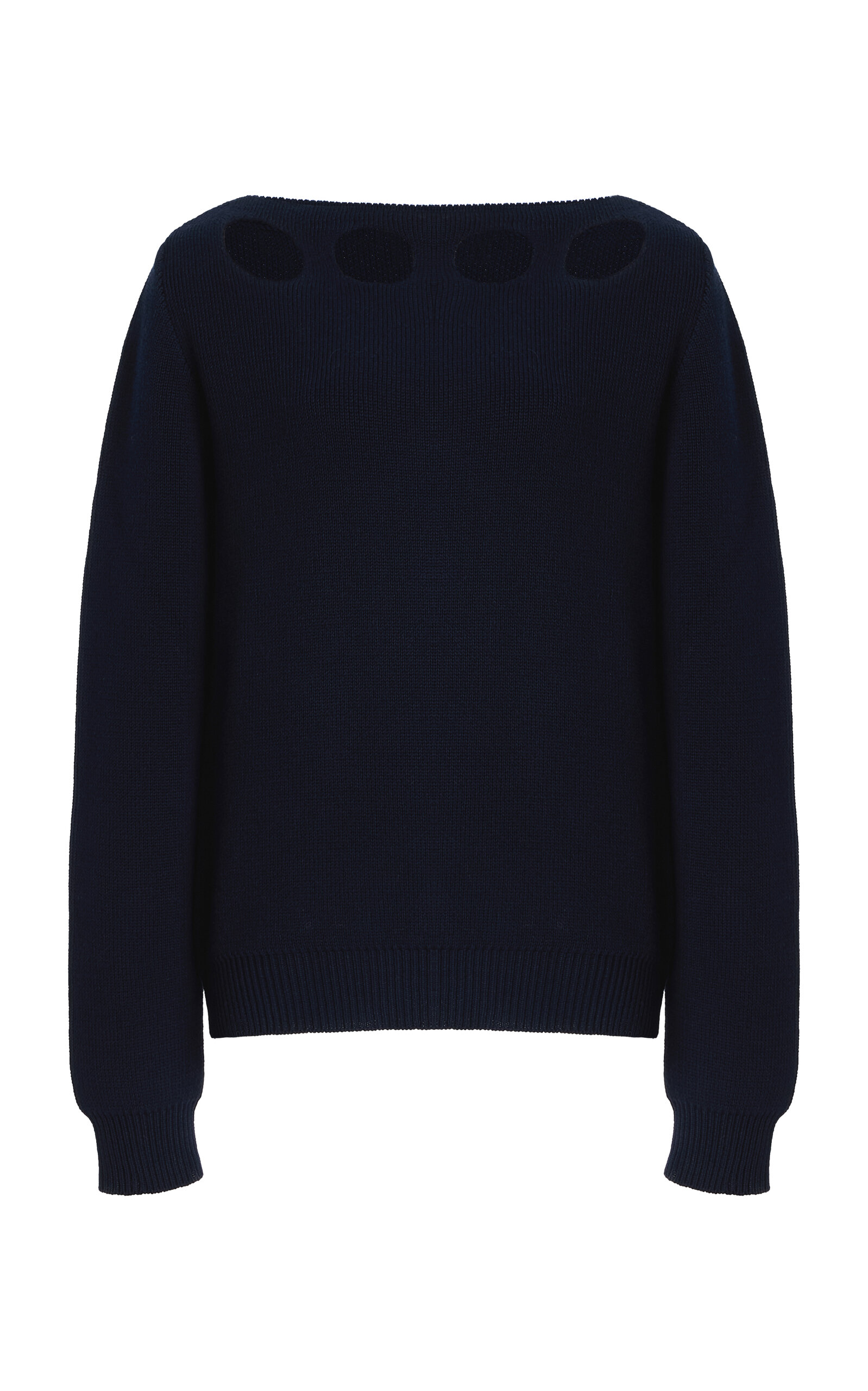 Prada Blue Cotton Sweater With Geometric Details In Blue